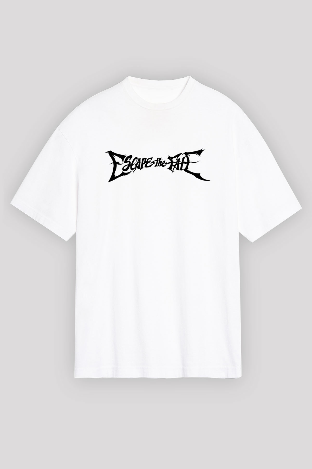 Escape the fate Baskılı Beyaz Unisex Oversize Tişört - Tshirt