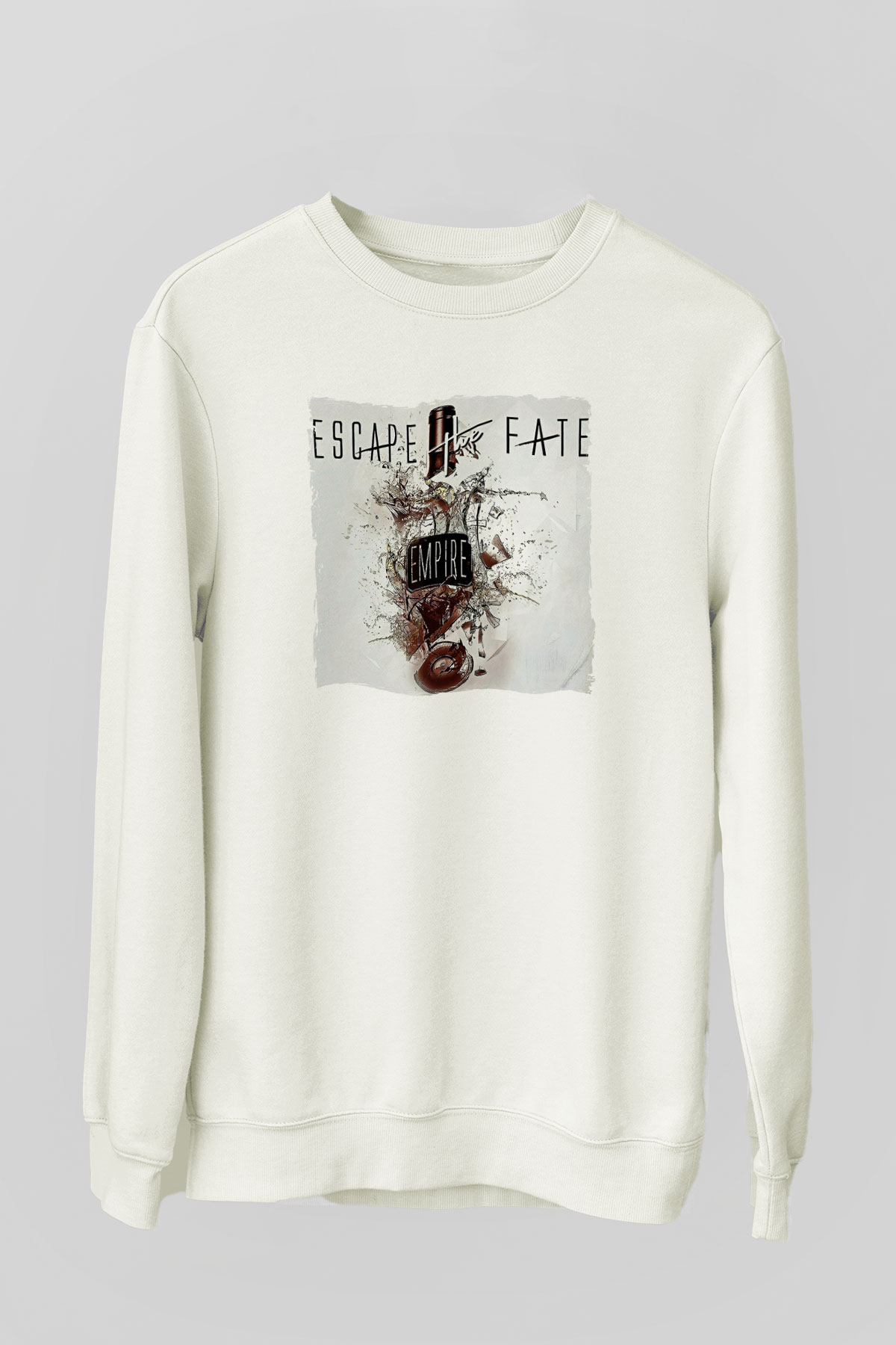 Escape the fate Baskılı Beyaz Unisex Sweatshirt
