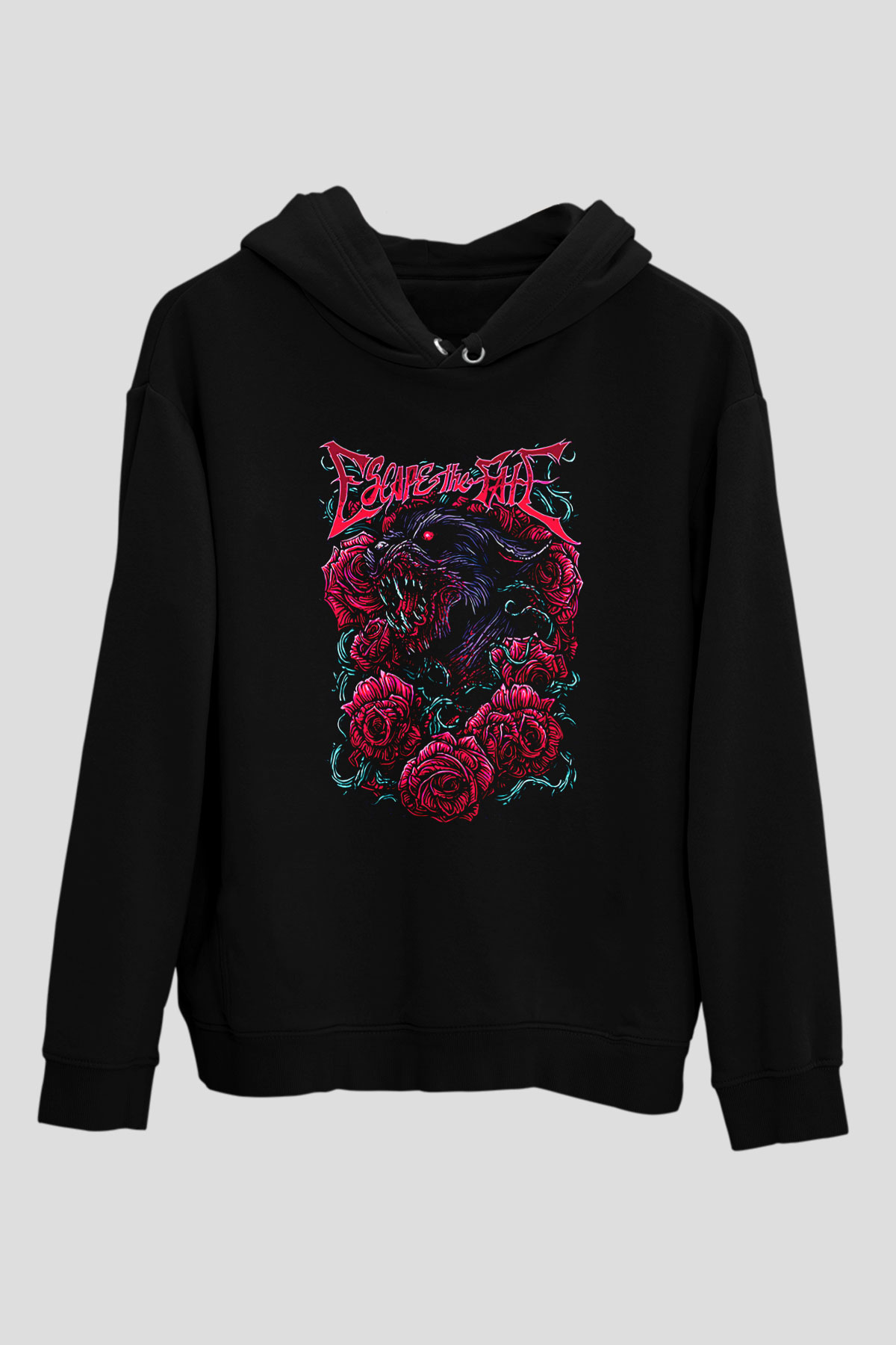Escape the fate Baskılı Unisex Siyah Kapüşonlu Sweatshirt