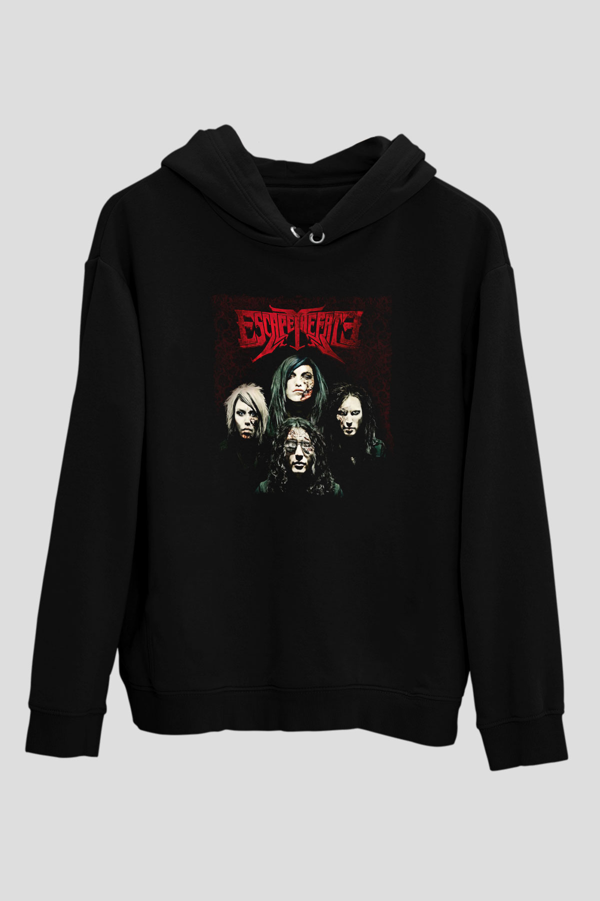 Escape the fate Baskılı Unisex Siyah Kapüşonlu Sweatshirt