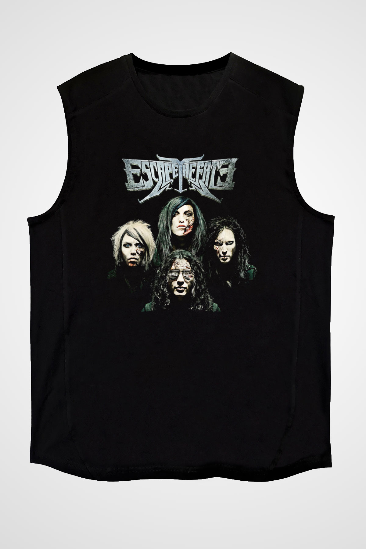 Escape the fate Baskılı Unisex Siyah Kolsuz Tişört - Tshirt