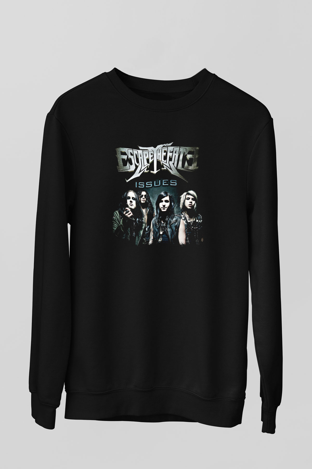 Escape The Fate Baskılı Unisex Siyah Sweatshirt