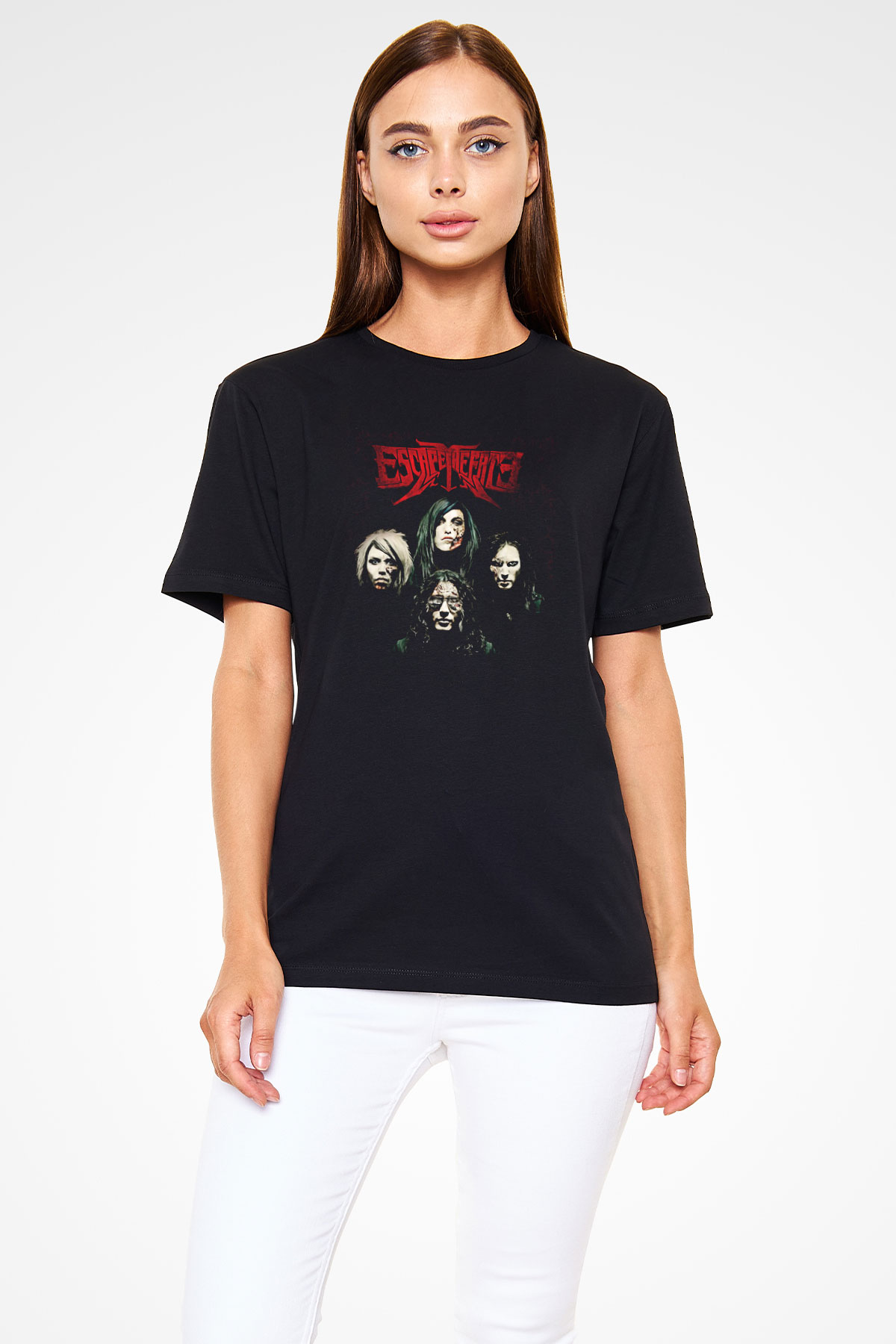 Escape the fate Baskılı Unisex Siyah Tişört - Tshirt