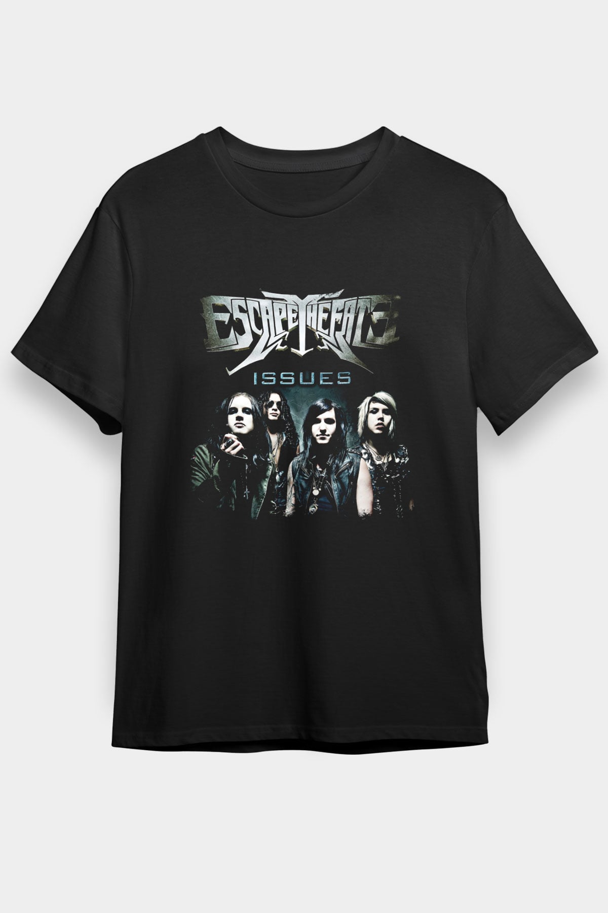 Escape The Fate Baskılı Unisex Siyah Tişört