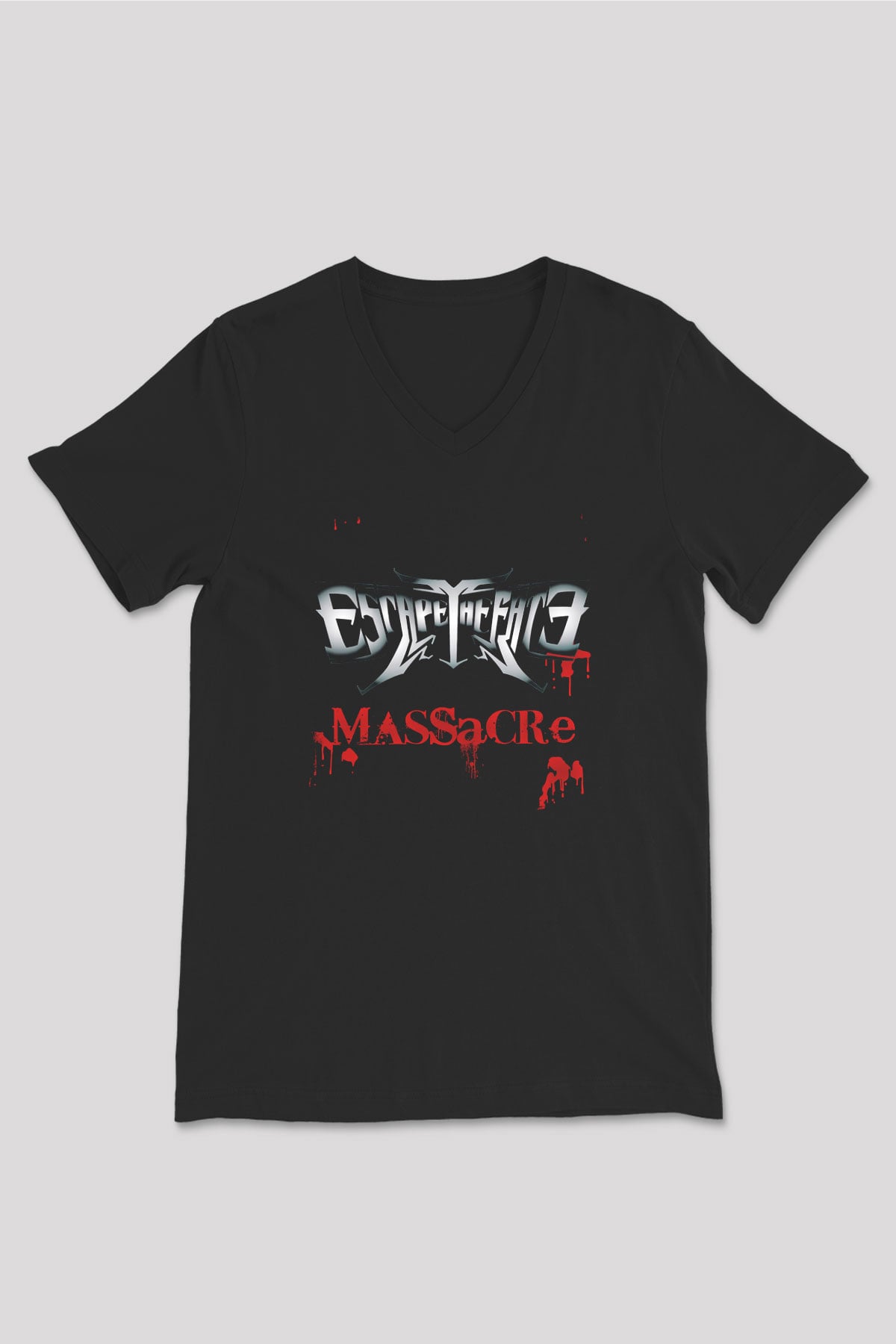 Escape The Fate Baskılı Unisex Siyah V Yaka Tişört