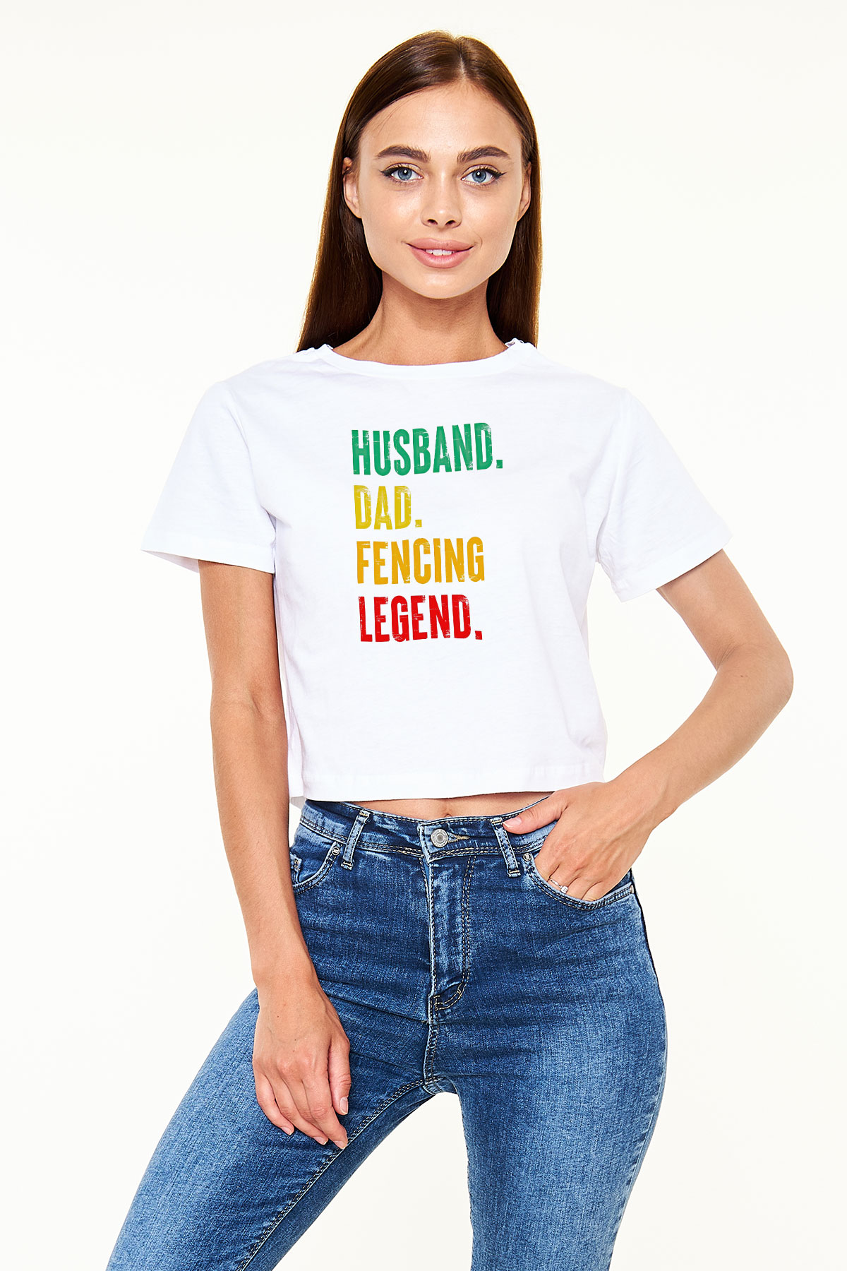 Eskrim Baskılı Crop Top Beyaz Tişört - T-shirt