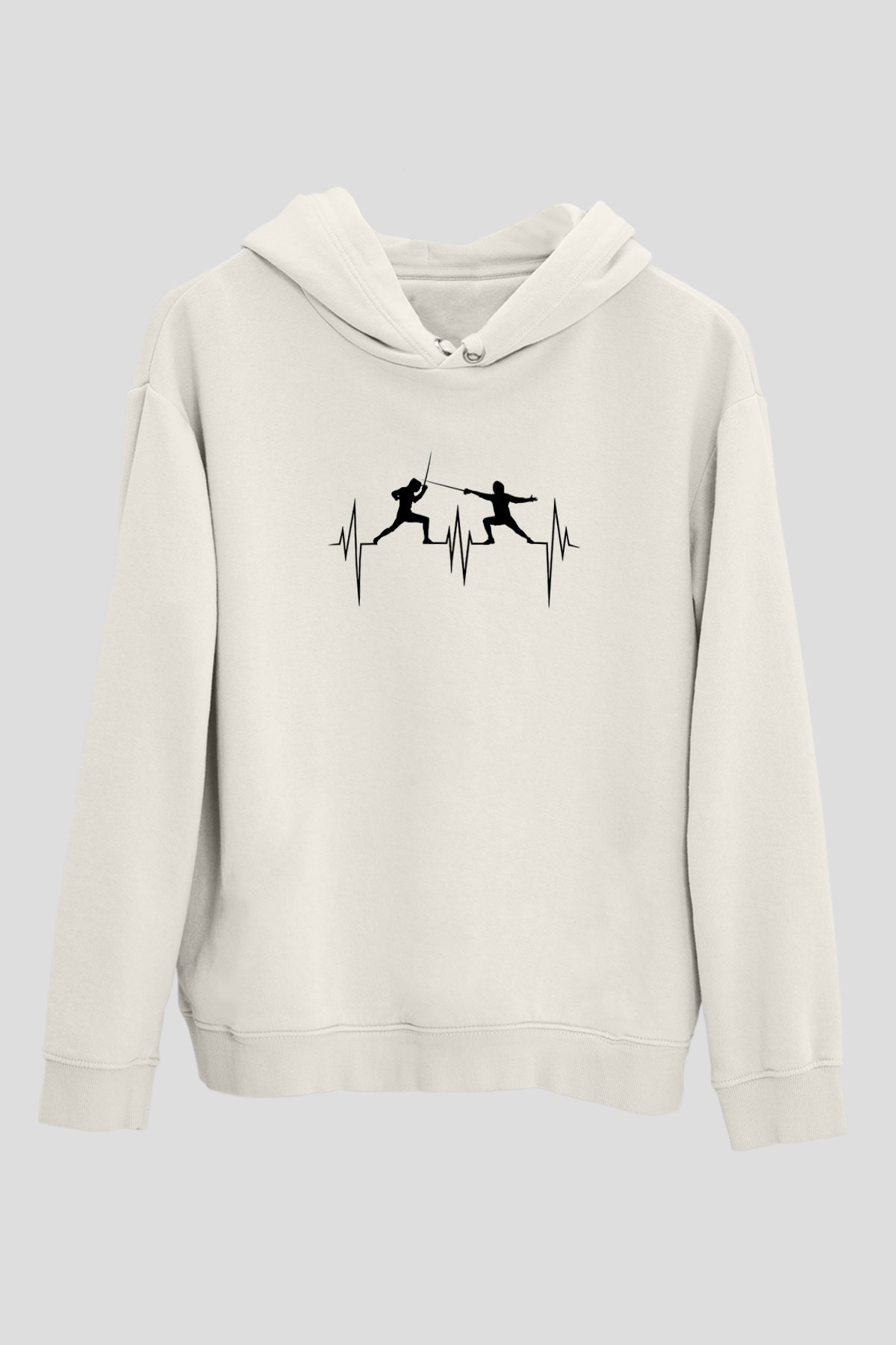 Eskrim Baskılı Unisex Ekru Hoodie