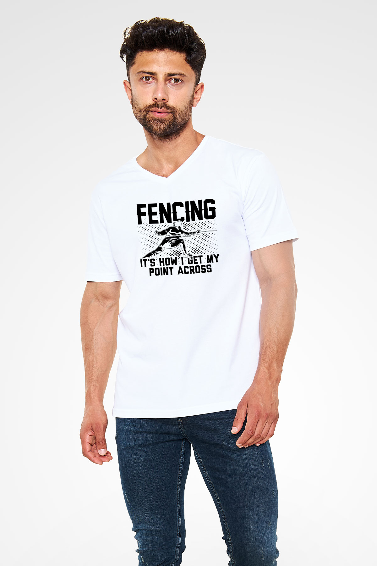 Eskrim Baskılı Unisex V Yaka Tişört - Tshirt