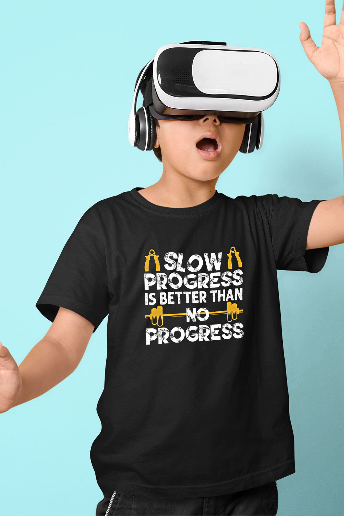Eskrim - Fencing Baskılı Unisex Siyah Çocuk Tİşörtü - Tshirt