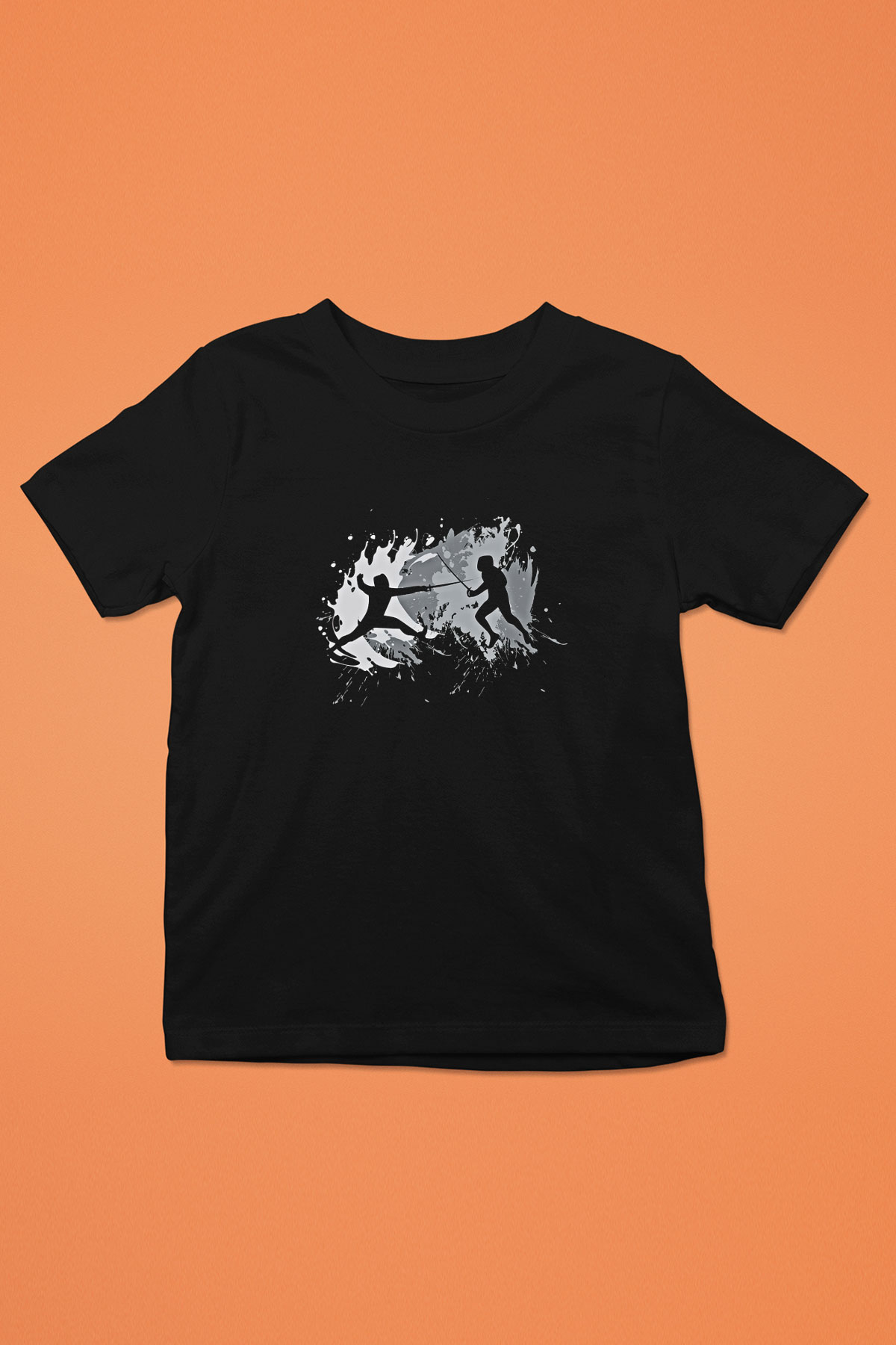 Eskrim - Fencing Baskılı Unisex Siyah Çocuk Tİşörtü - Tshirt