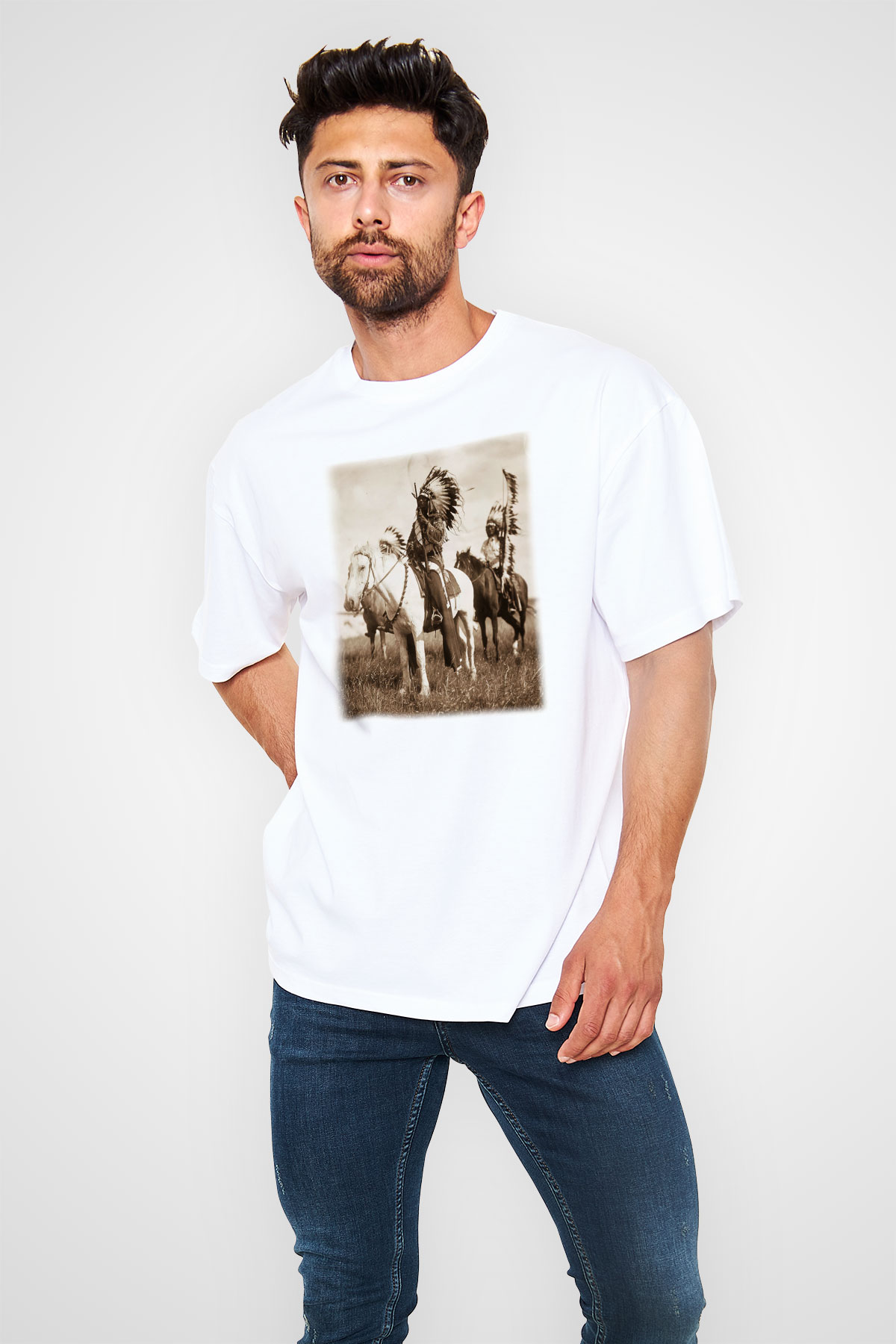 Etnolog Beyaz Unisex Oversize Tişört T-Shirt
