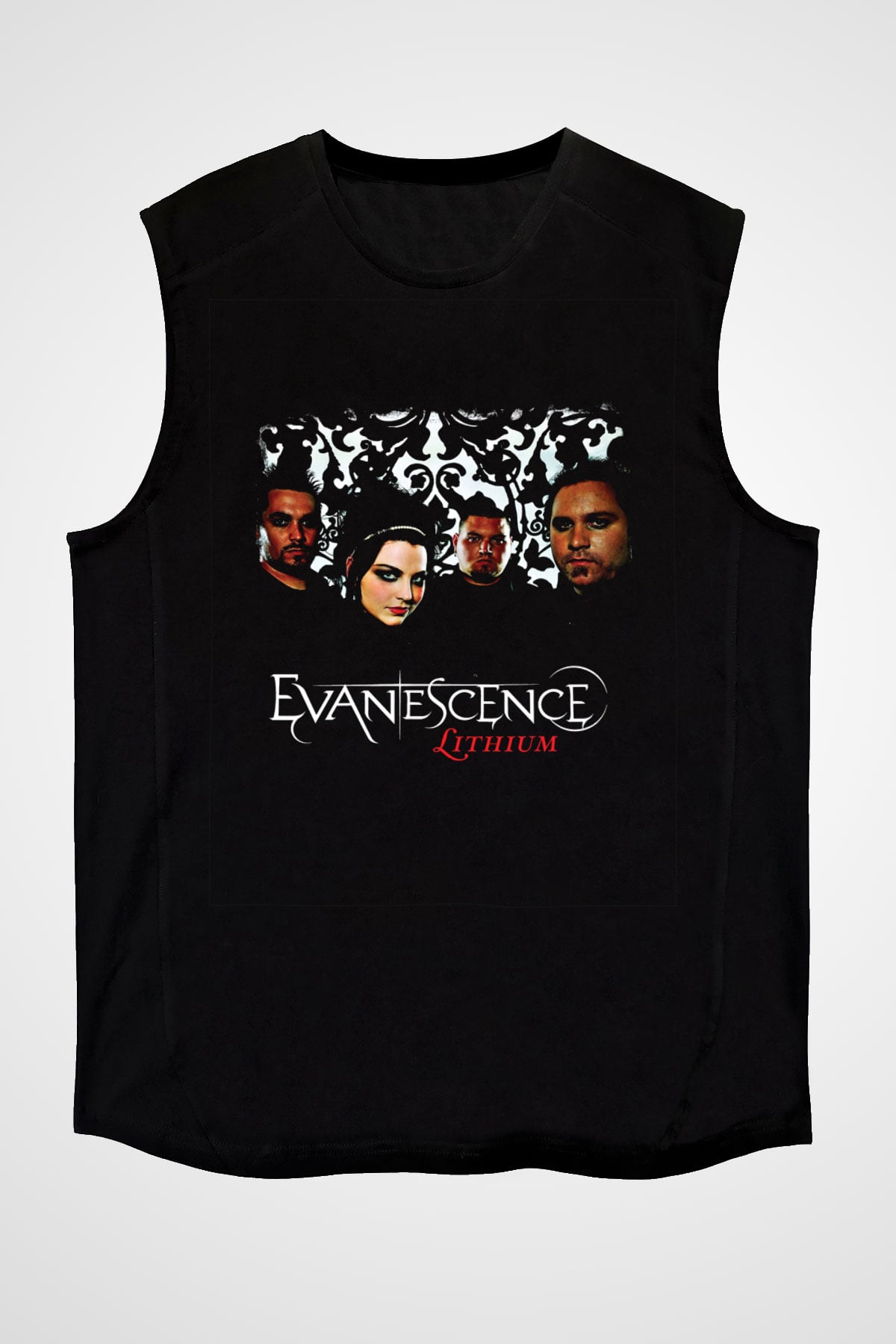 Evanescence Baskılı Unisex Siyah Kolsuz Tişört