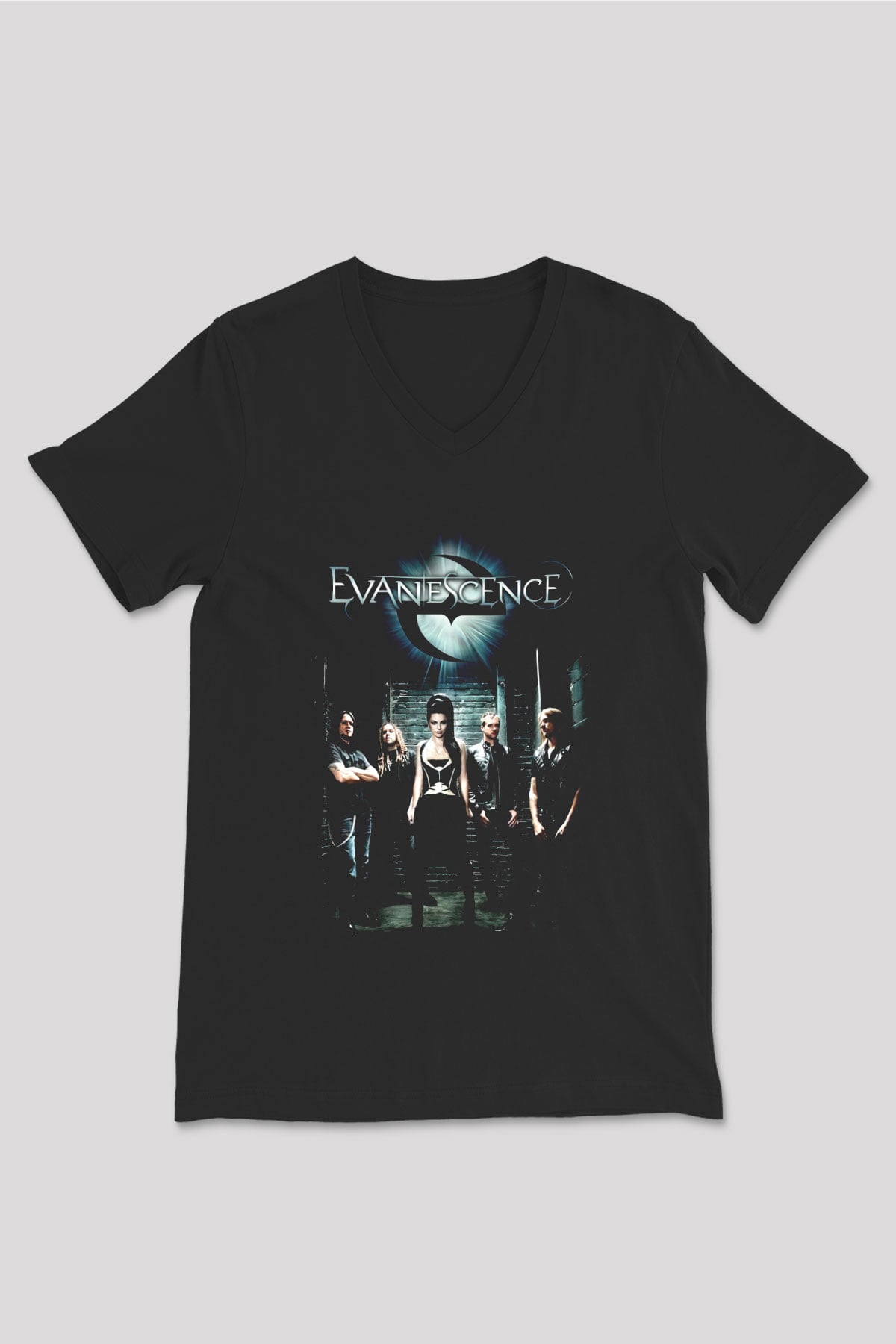 Evanescence Siyah Unisex V Yaka Tişört T-Shirt