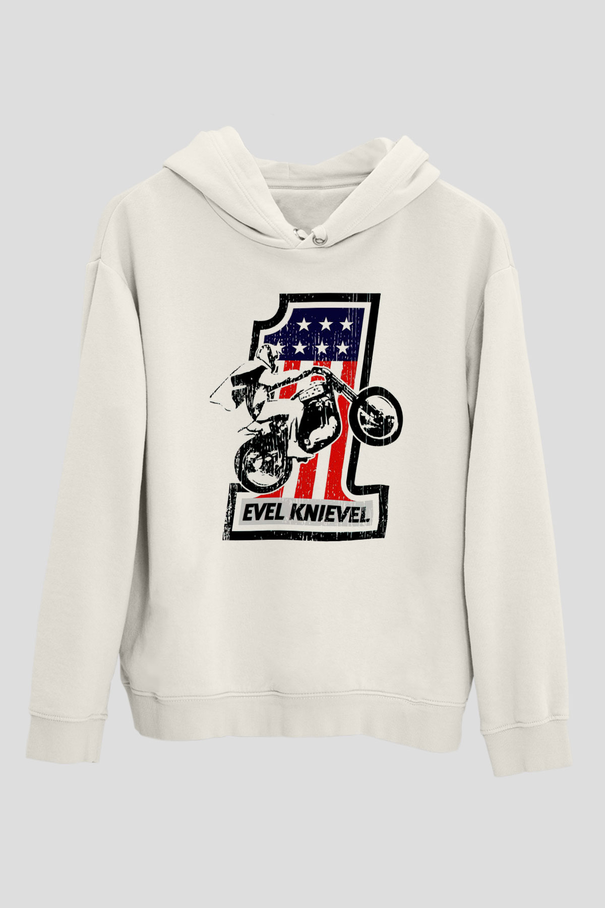Evel Knievel Beyaz Unisex Hoodie