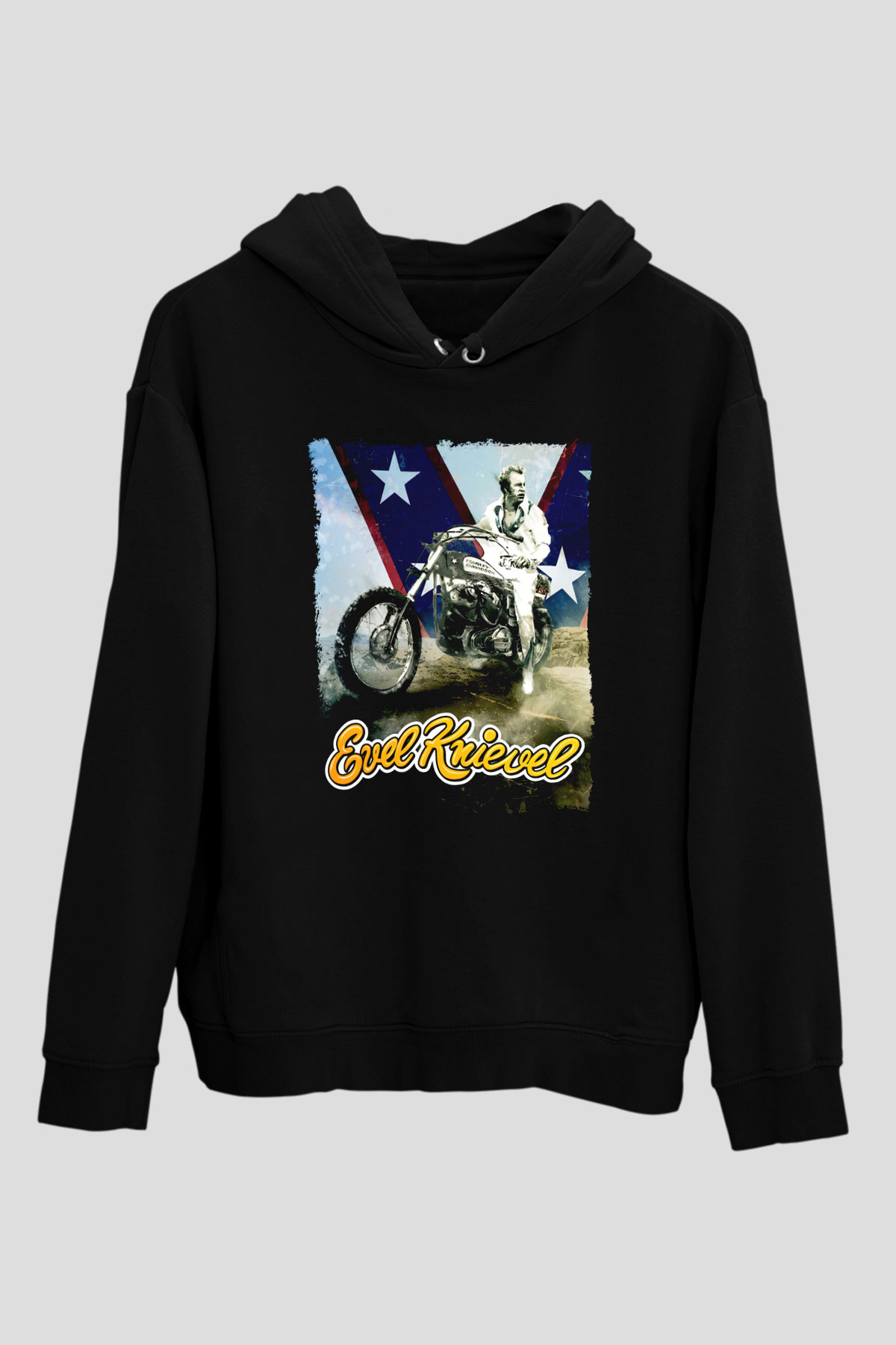 Evel Knievel Siyah Unisex Hoodie