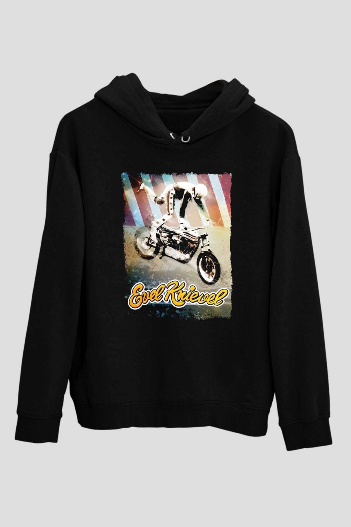 Evel Knievel Siyah Unisex Hoodie