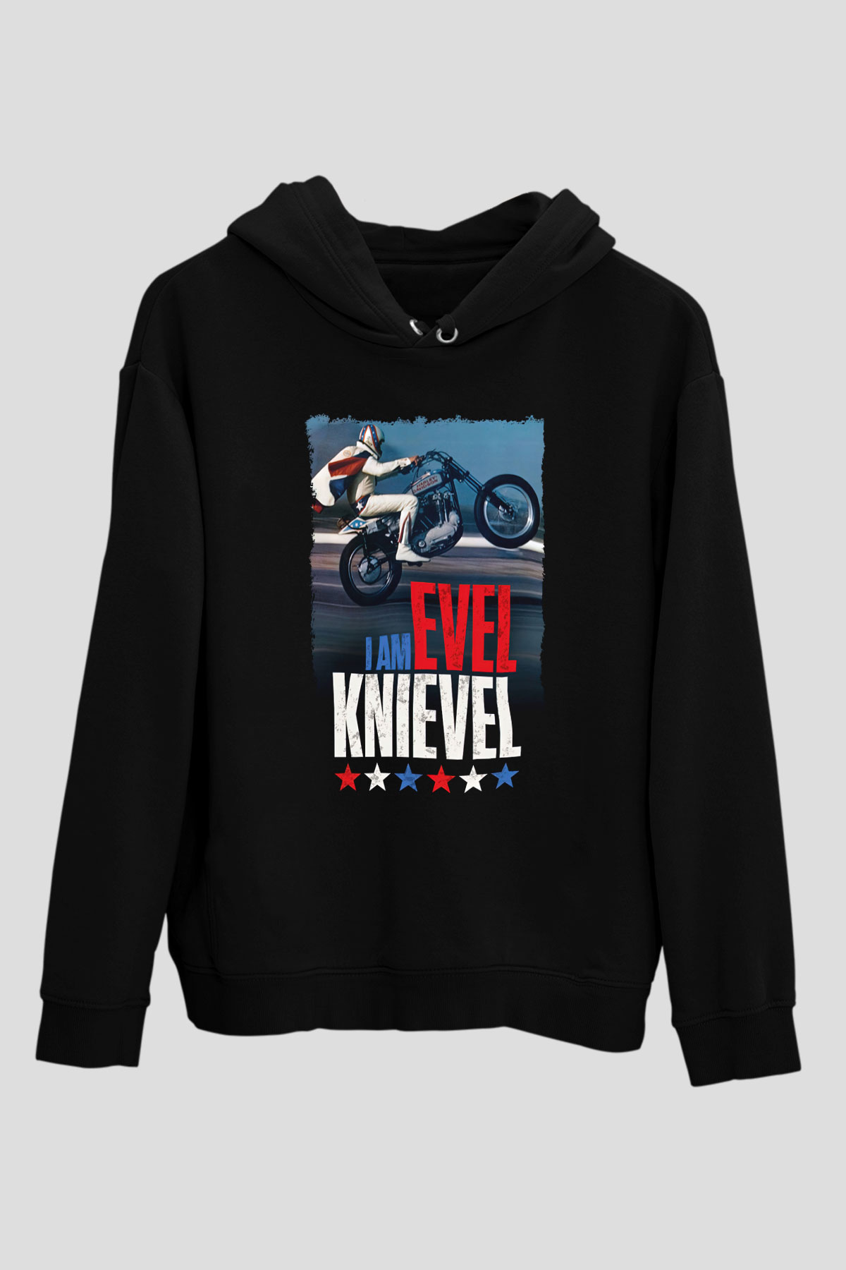 Evel Knievel Siyah Unisex Hoodie