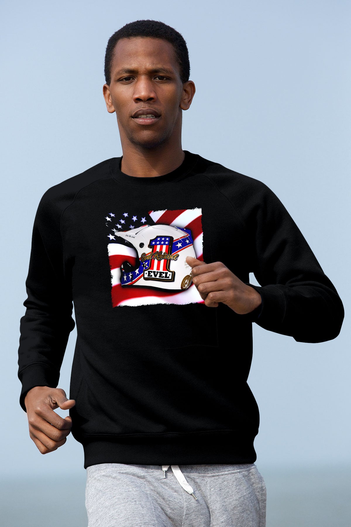 Evel Knievel Siyah Unisex  Sweatshirt