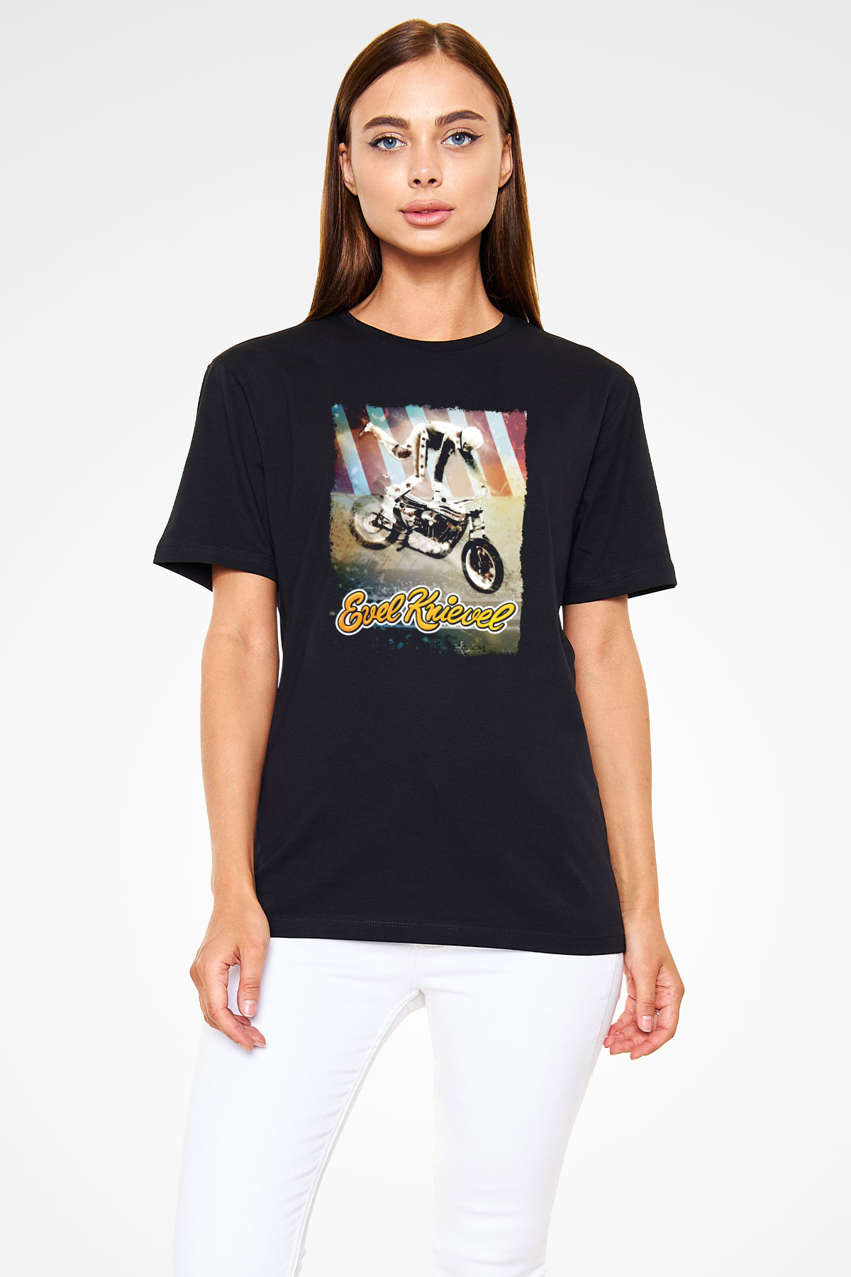 Evel Knievel Siyah Unisex Tişört
