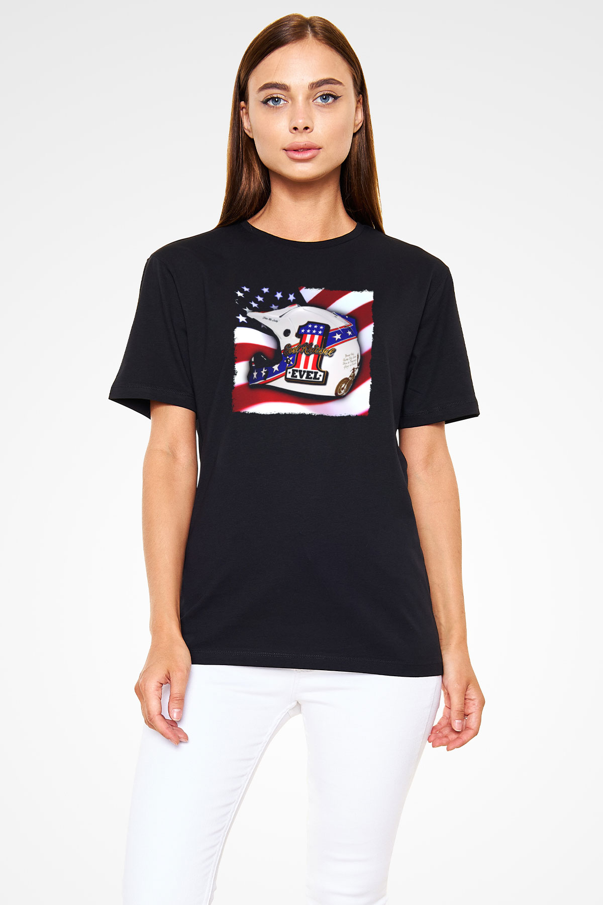 Evel Knievel Siyah Unisex Tişört