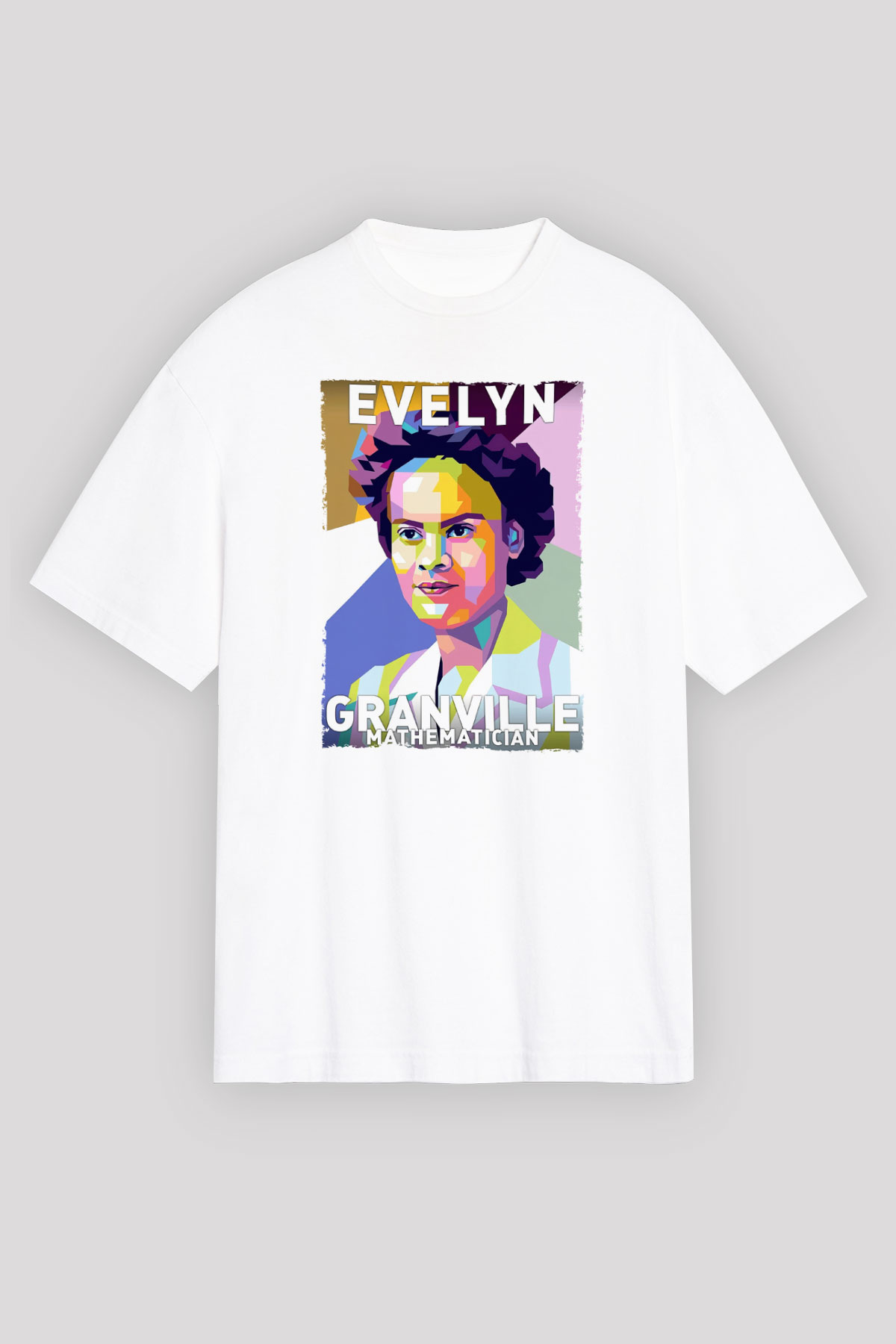 Evelyn Granville Baskılı Unisex Oversize Beyaz Tişört - Tshirt