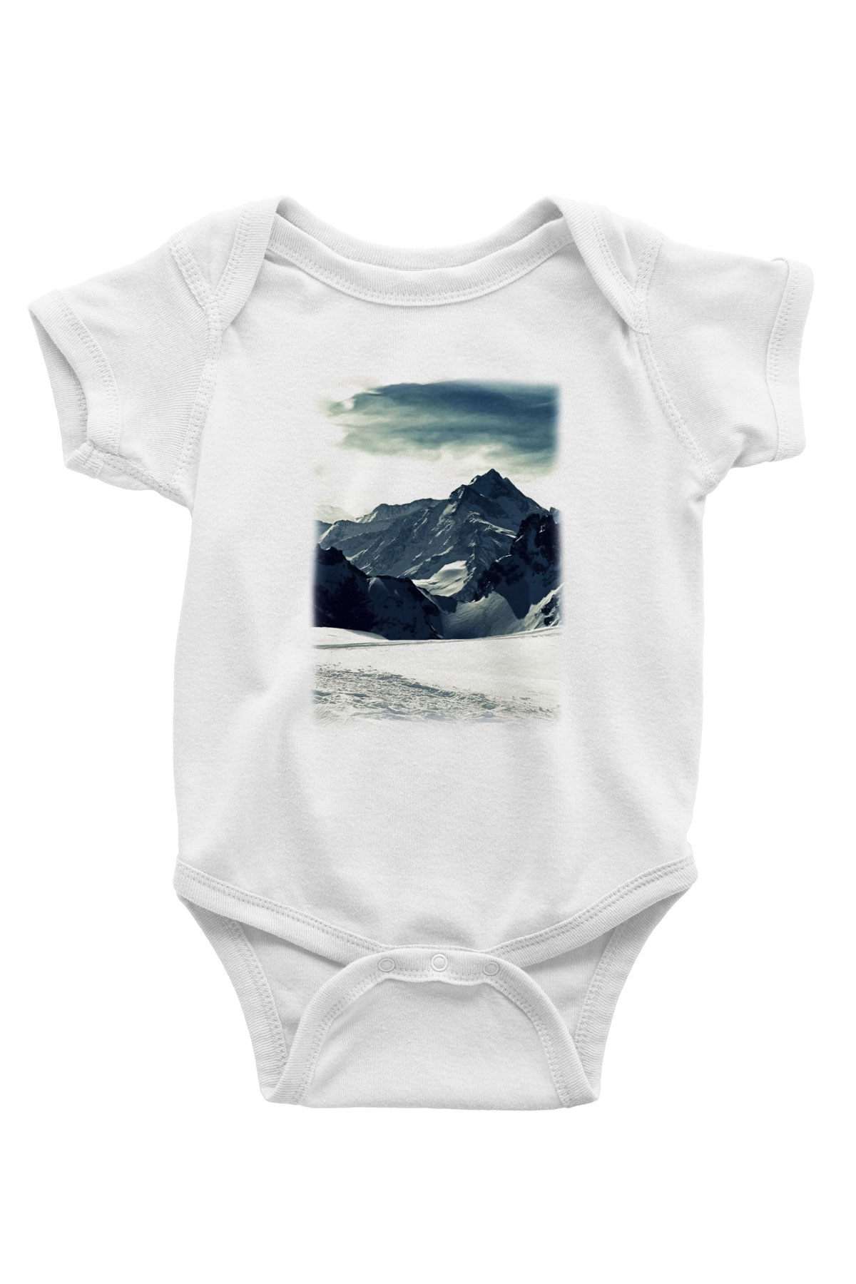 Everest Baskılı Beyaz Unisex Bebek Body - Zıbın