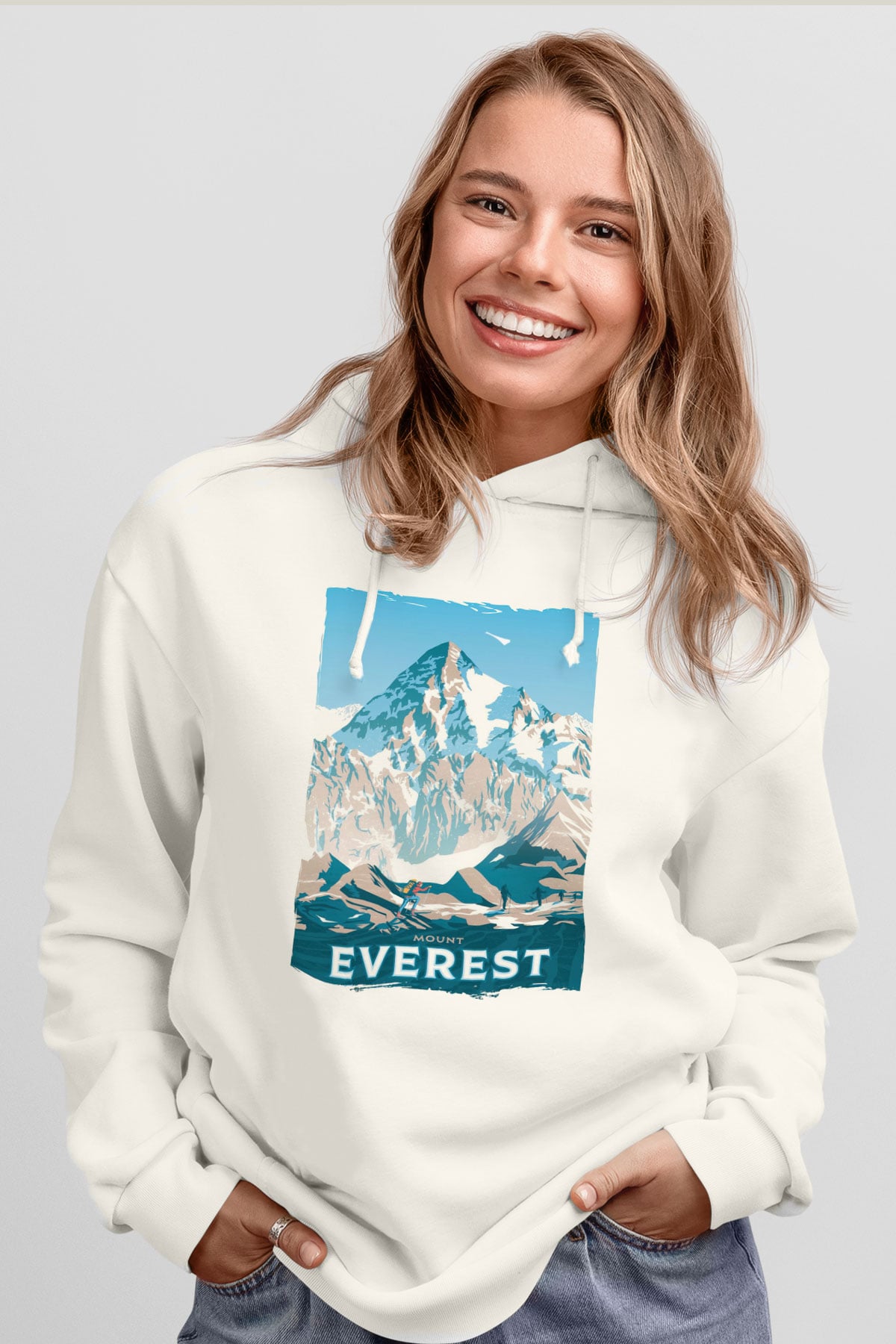 Everest Beyaz Unisex Hoodie