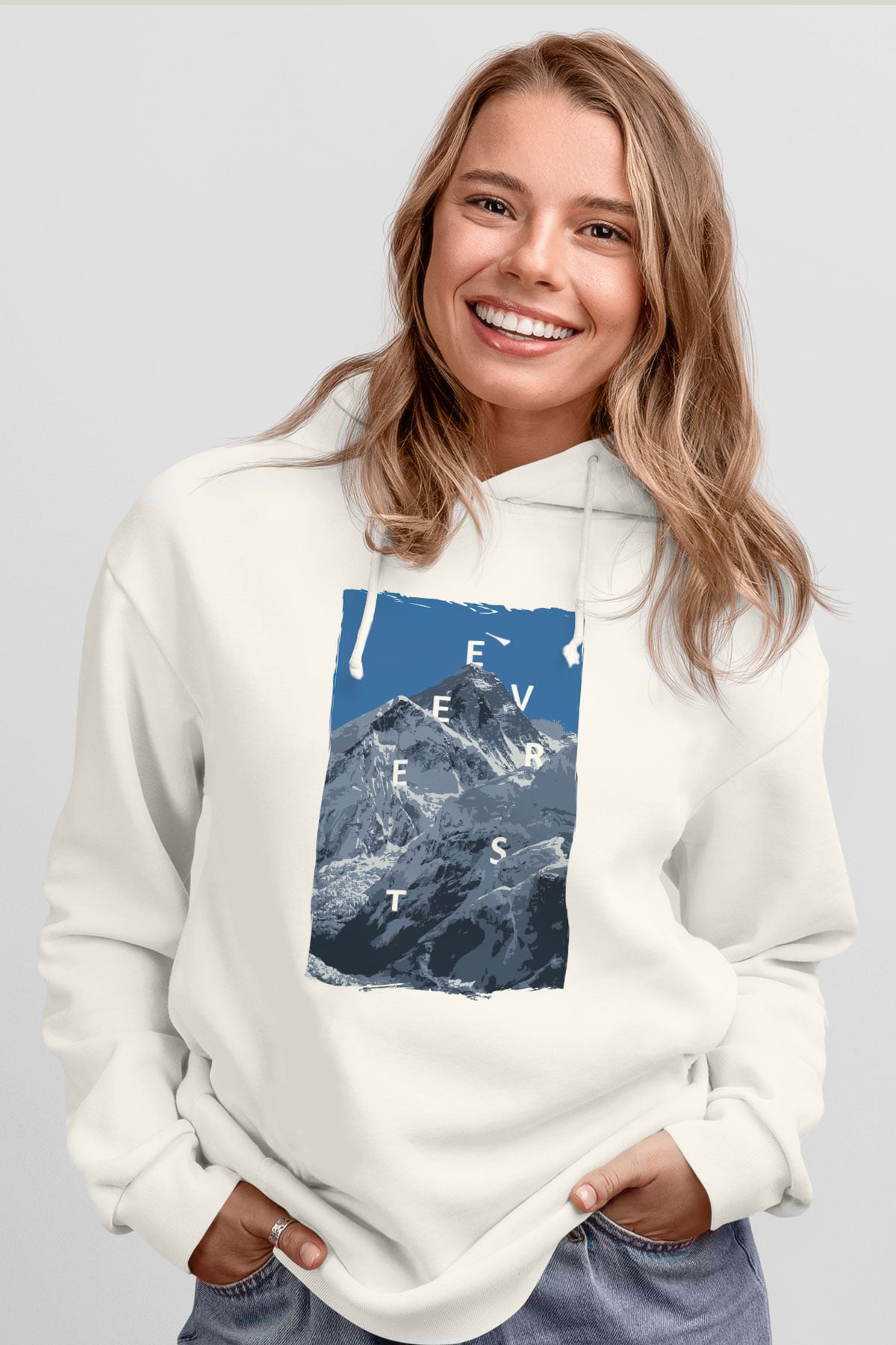 Everest Beyaz Unisex Hoodie