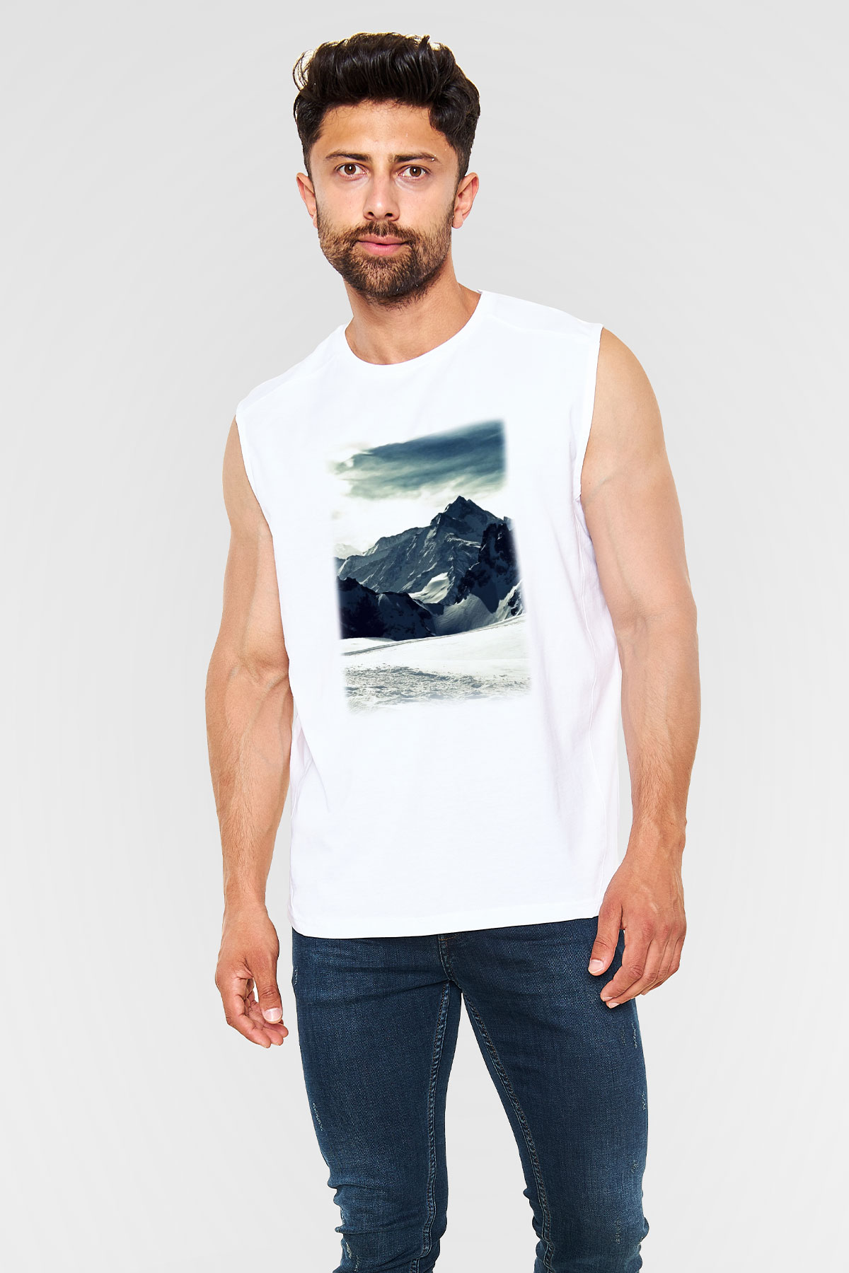 Everest Beyaz Unisex Kolsuz Tişört