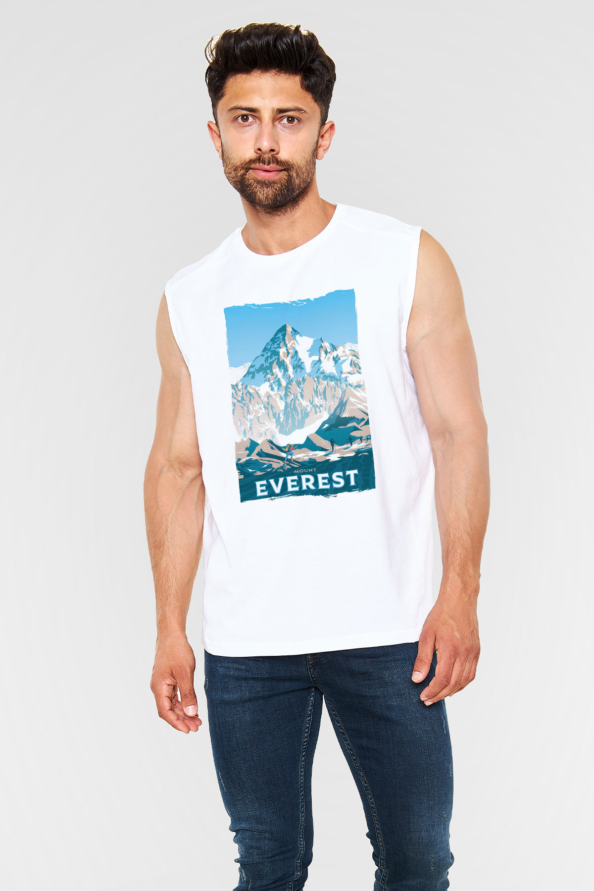 Everest Beyaz Unisex Kolsuz Tişört