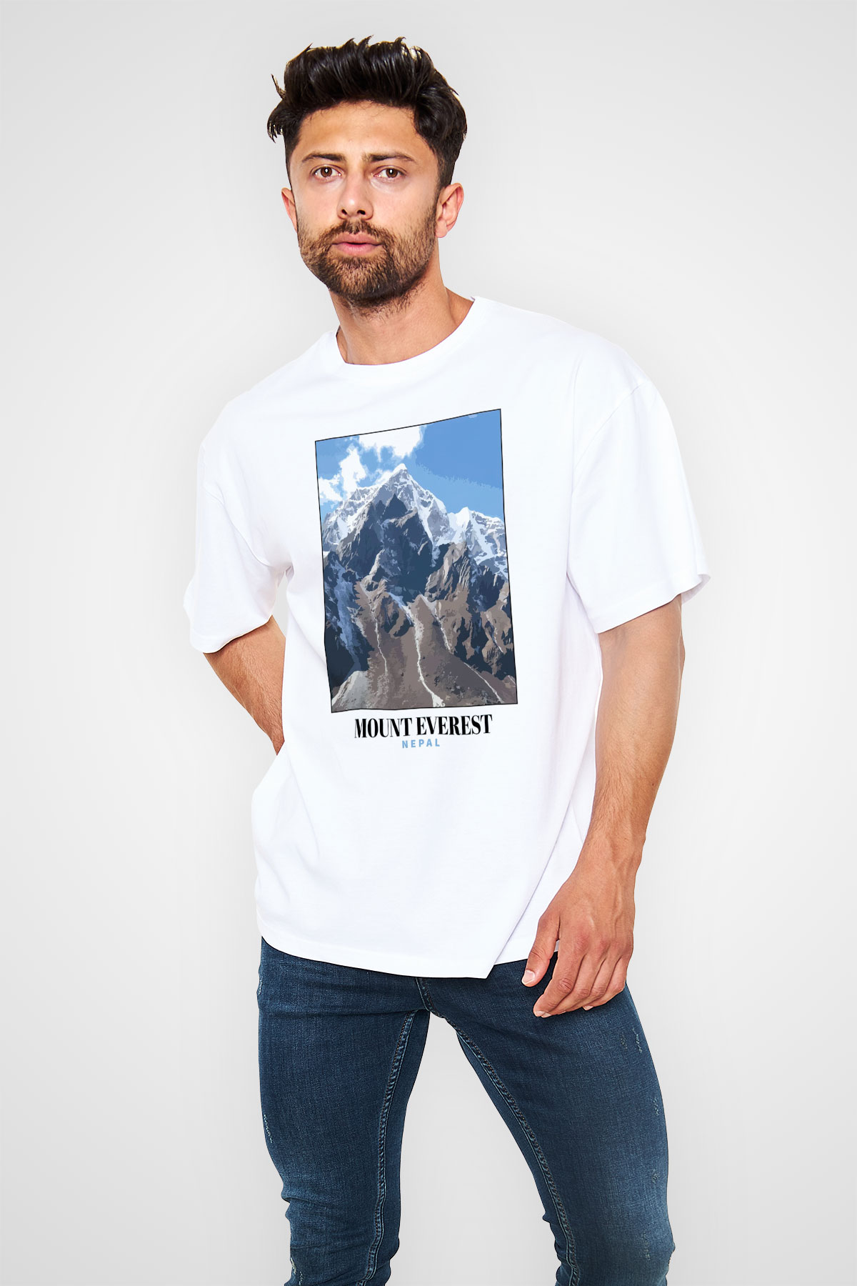 Everest Beyaz Oversize Tişört Oversize T-shirt - TişörtFabrikası
