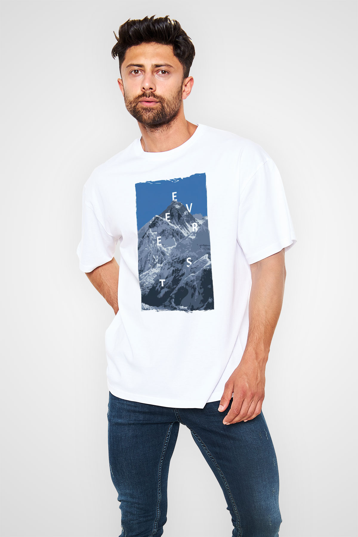 Everest Beyaz Oversize Tişört Oversize T-shirt - TişörtFabrikası