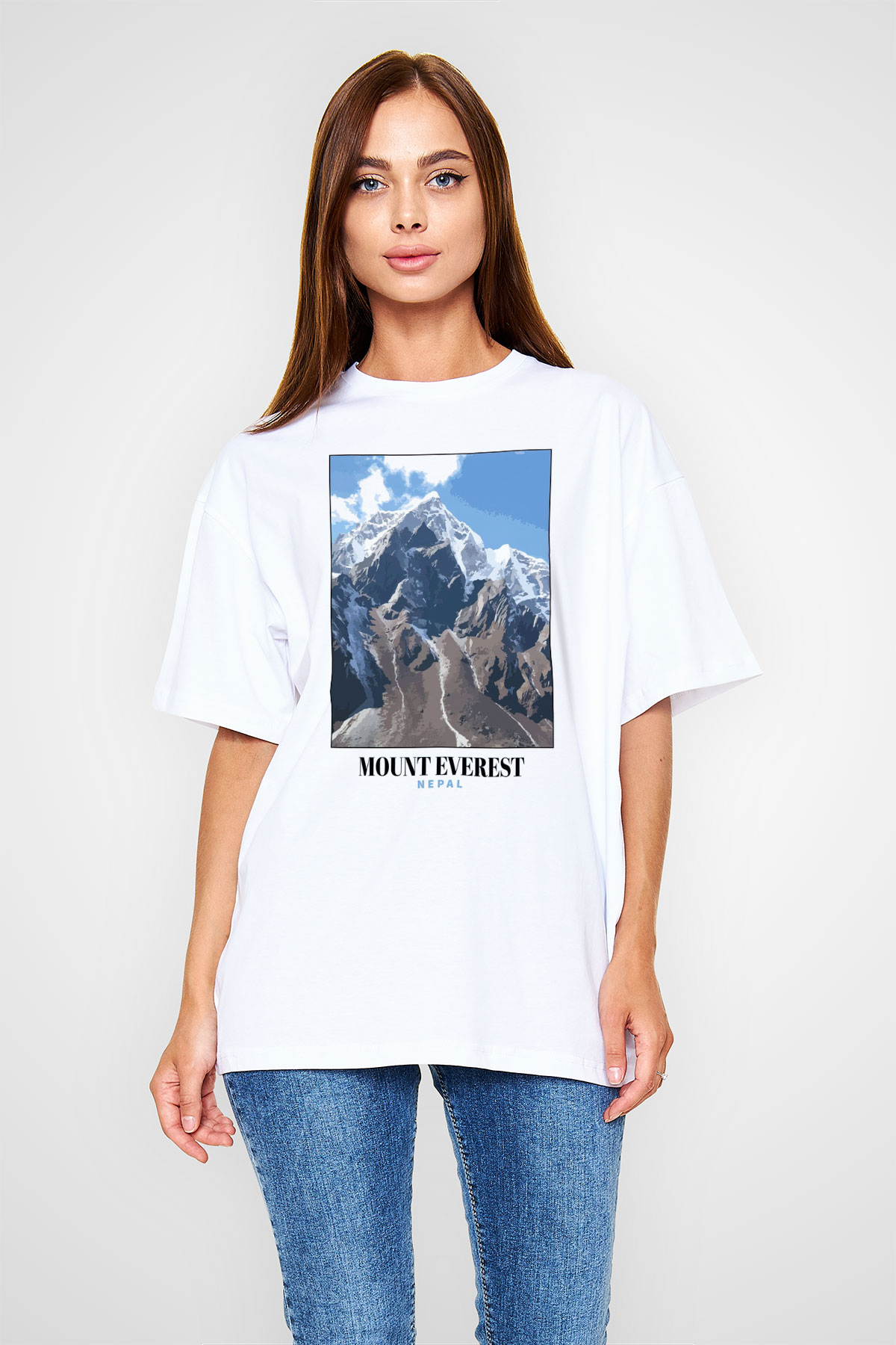 Everest Beyaz Oversize Tişört Oversize T-shirt - TişörtFabrikası