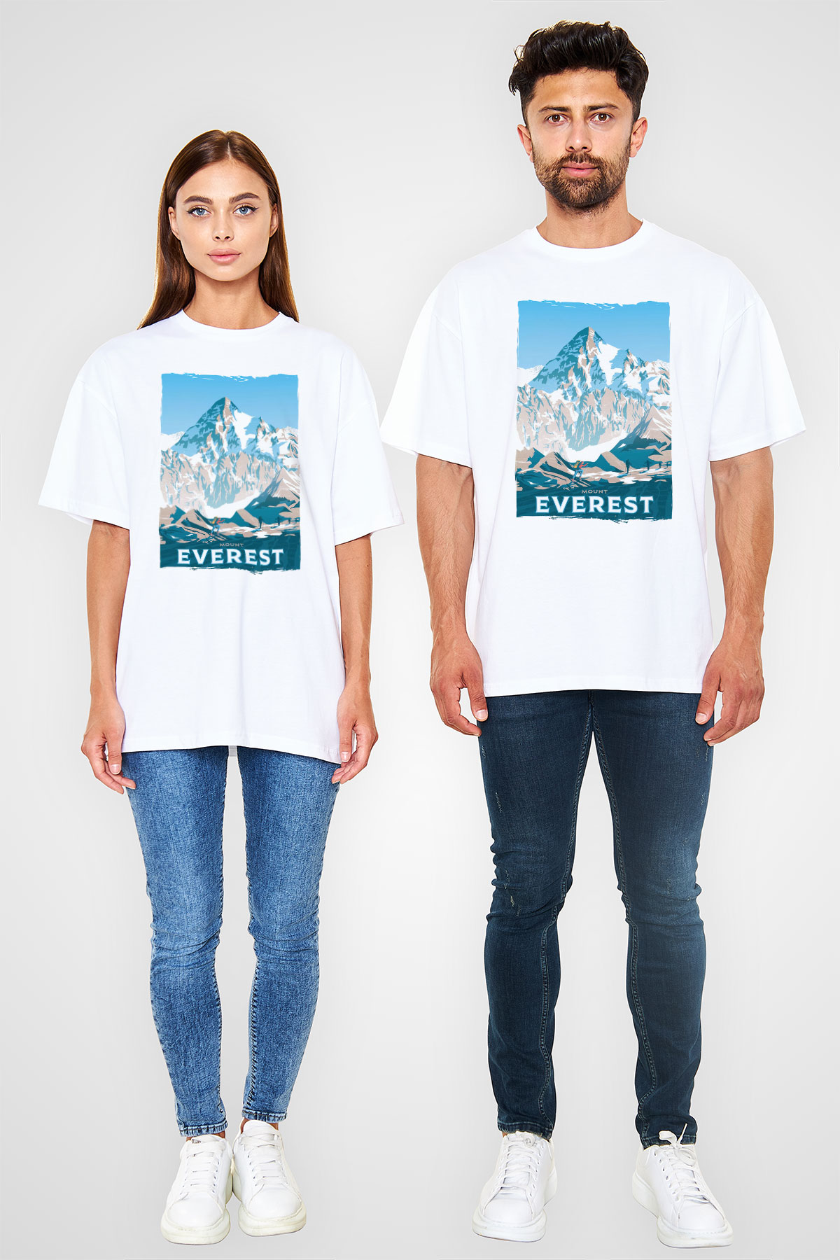 Everest Beyaz Oversize Tişört Oversize T-shirt - TişörtFabrikası