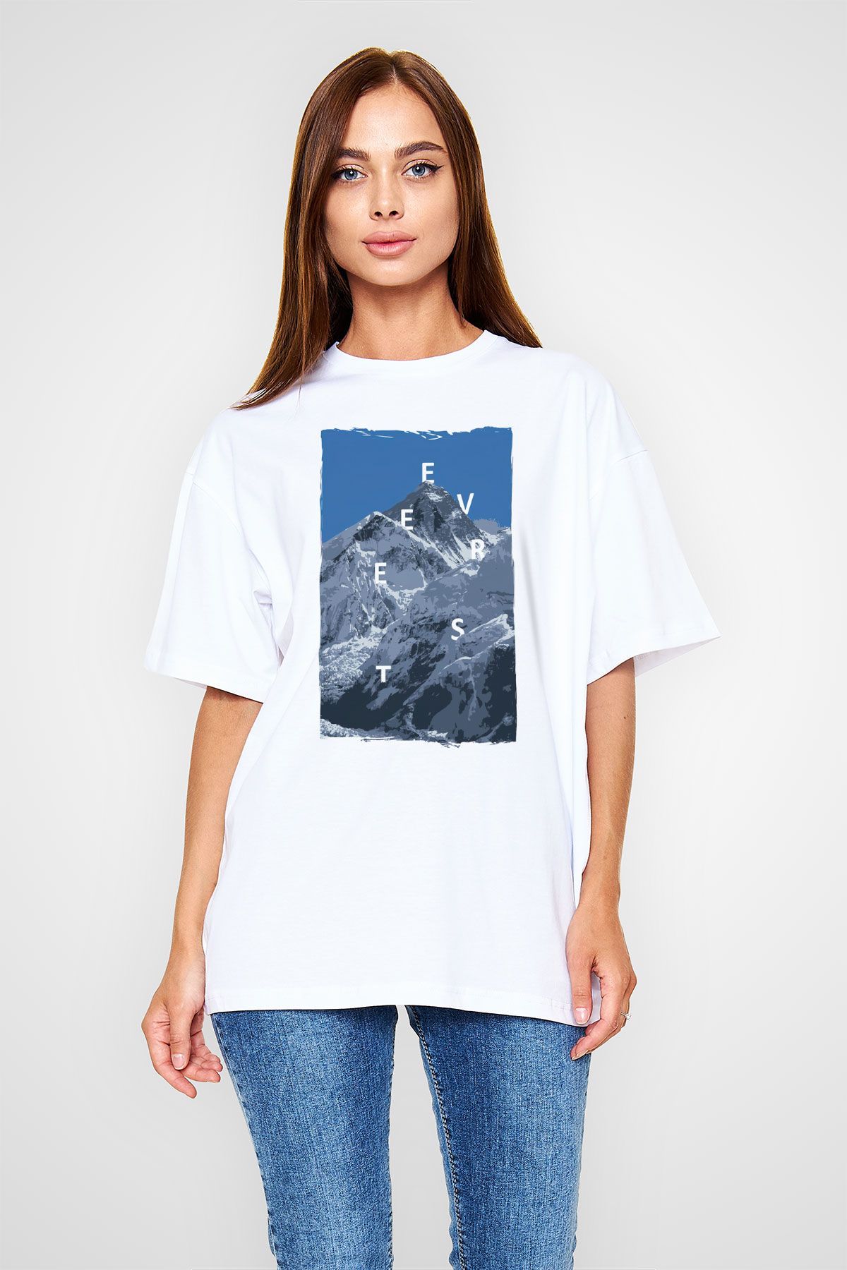 Everest Beyaz Oversize Tişört Oversize T-shirt - TişörtFabrikası