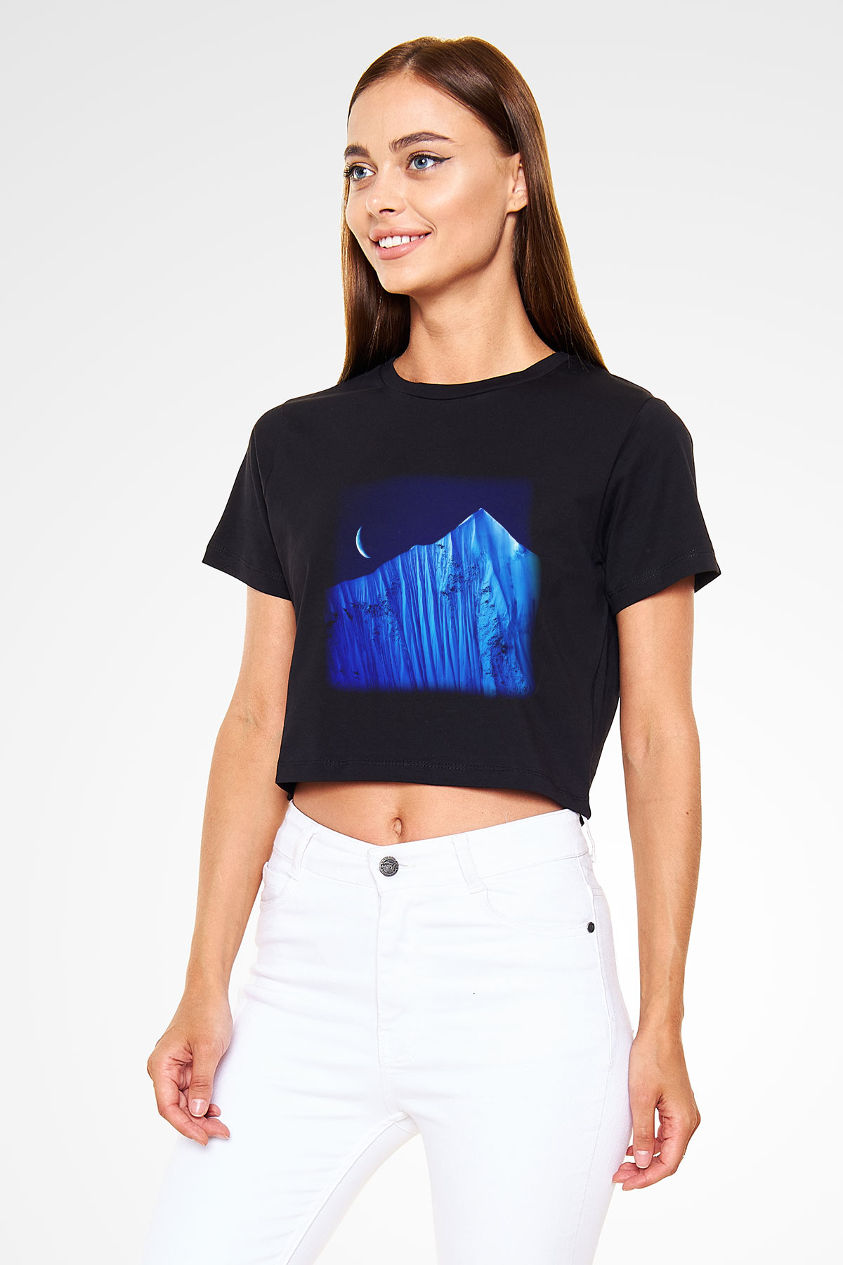 Everest Siyah Crop Top Tişört
