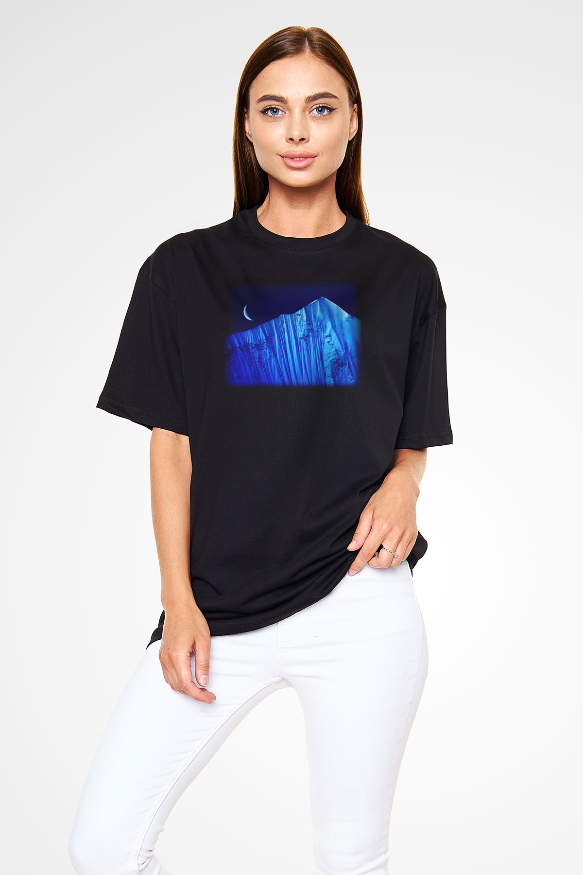Everest Siyah Unisex Oversize Tişört T-Shirt