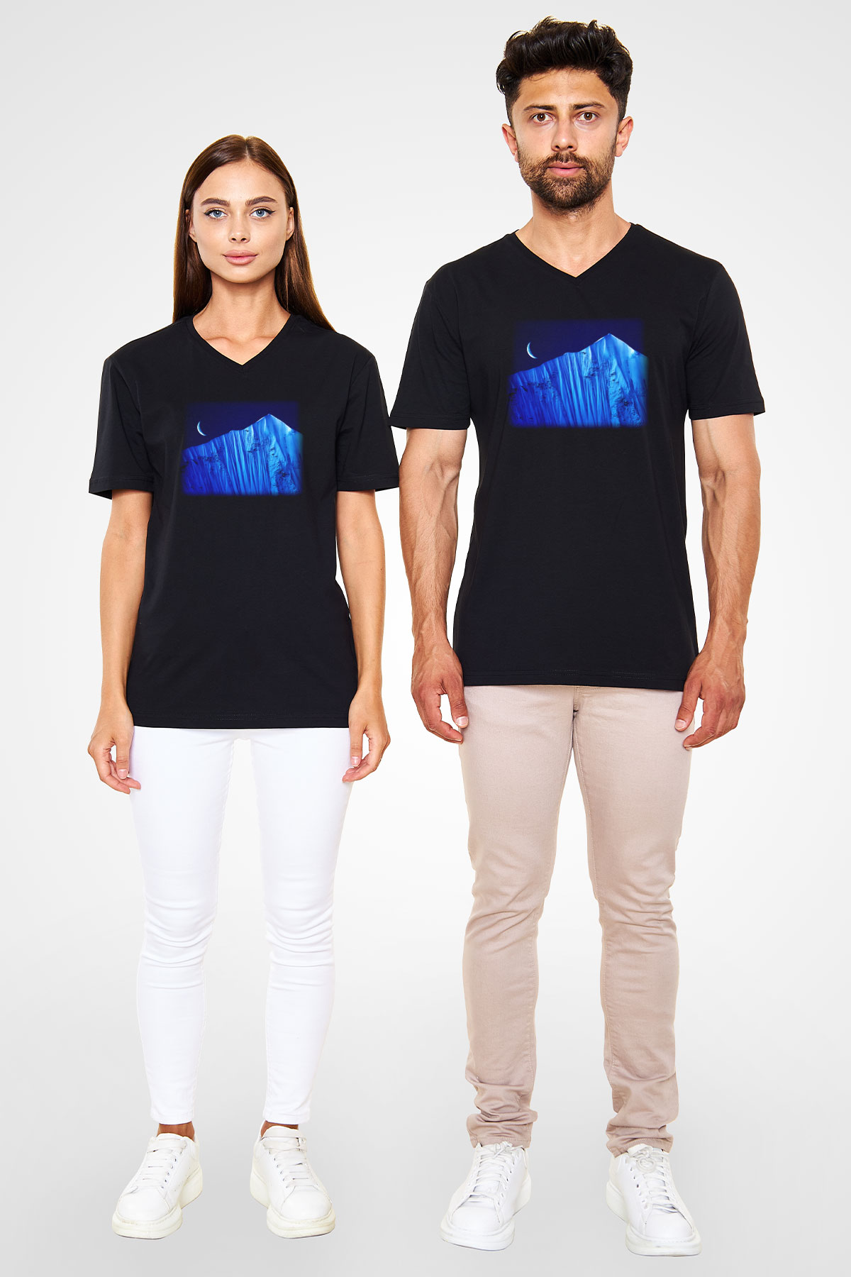 Everest Siyah Unisex V Yaka Tişört T-Shirt