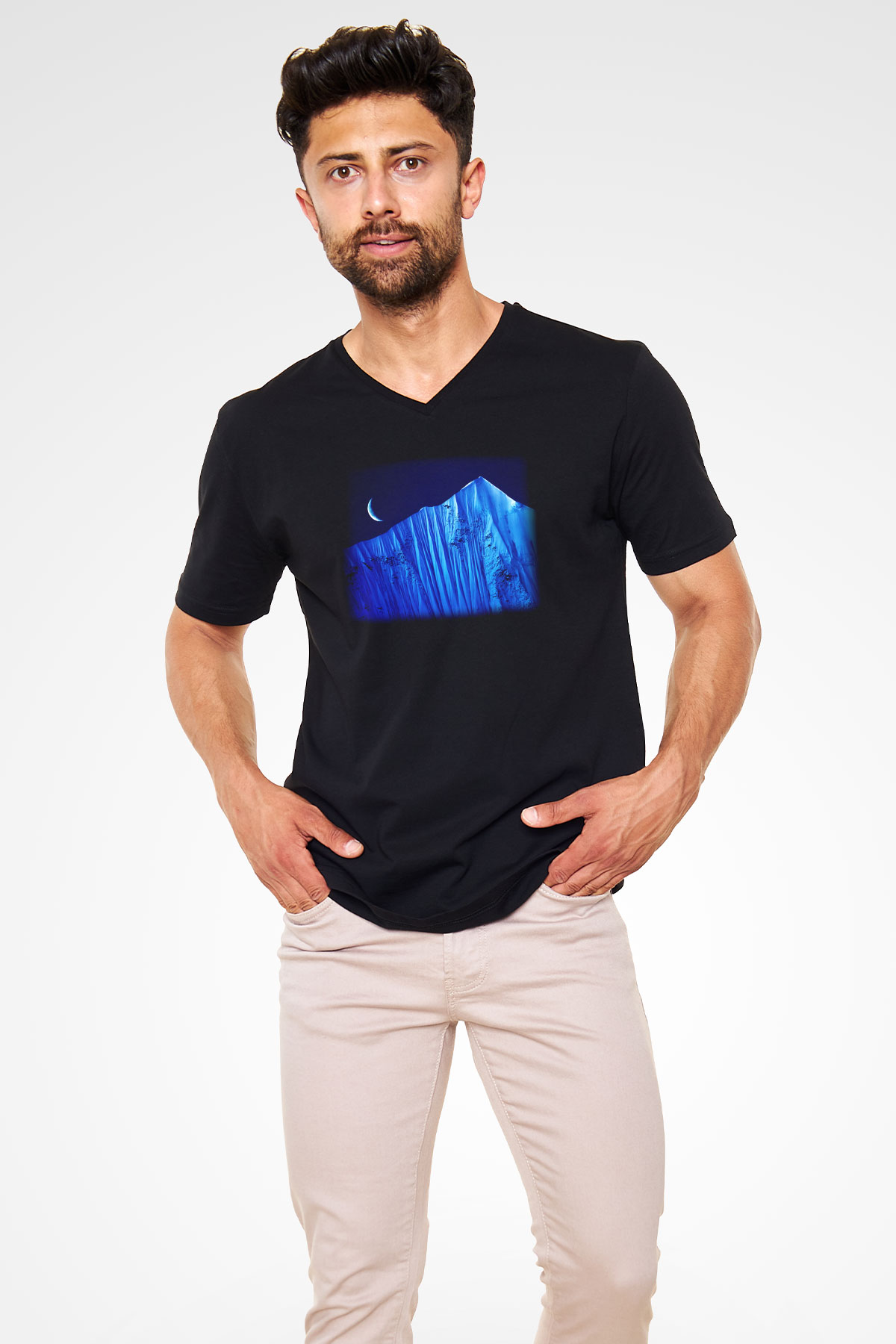 Everest Siyah Unisex V Yaka Tişört T-Shirt
