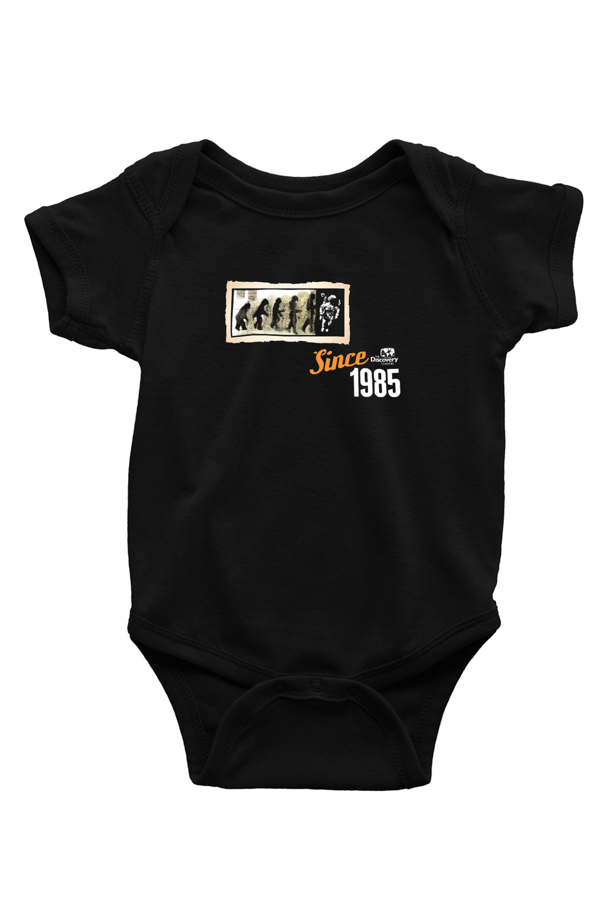 Evrim Astronot Baskılı Unisex  Siyah Bebek Body - Zıbın