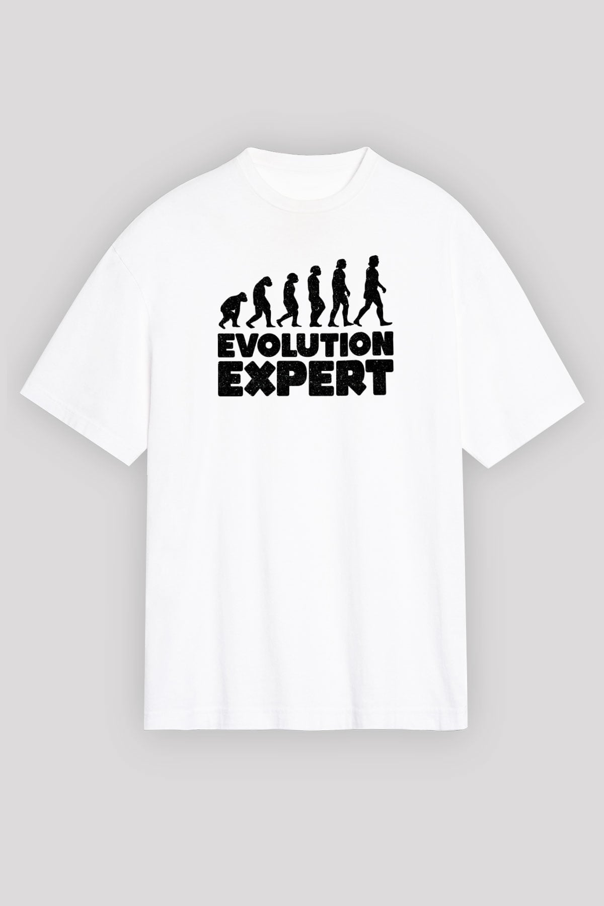 Evrim Biyoloji Baskılı Unisex Oversize Beyaz Tişört - Tshirt