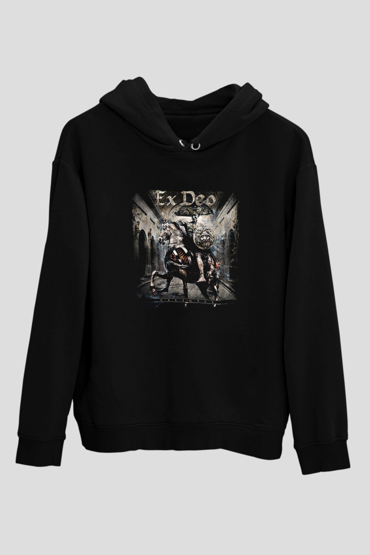 Ex Deo Baskılı Unisex Siyah Hoodie