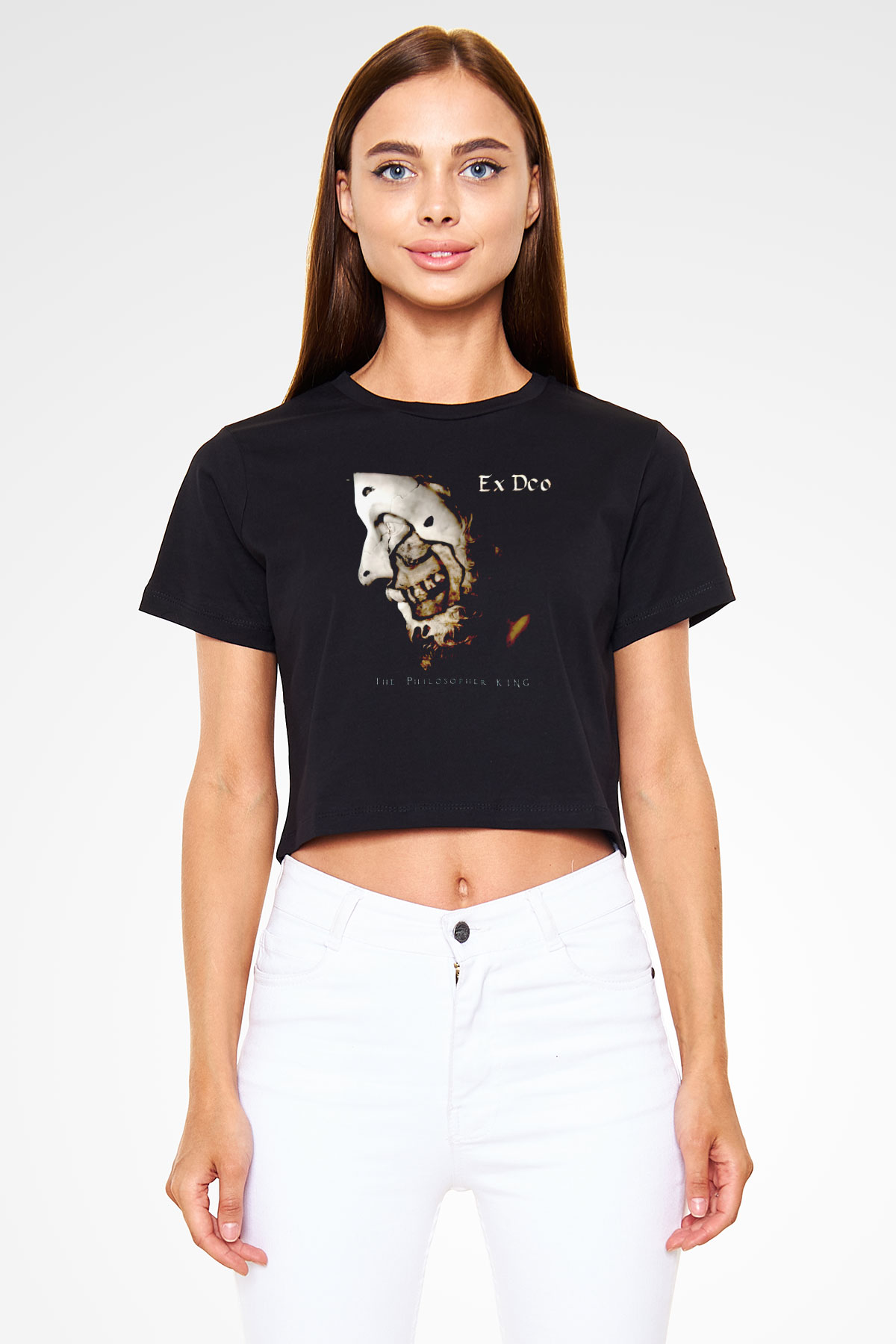 Ex Deo Siyah  Crop Top Tişört