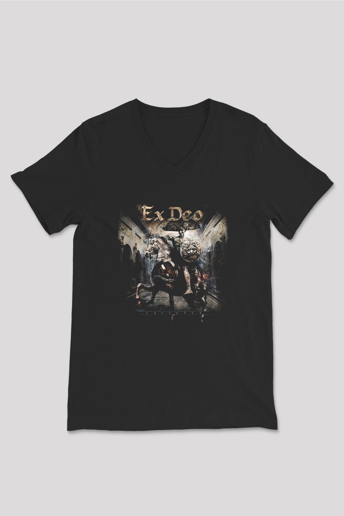 Ex Deo Siyah Unisex V Yaka Tişört T-Shirt