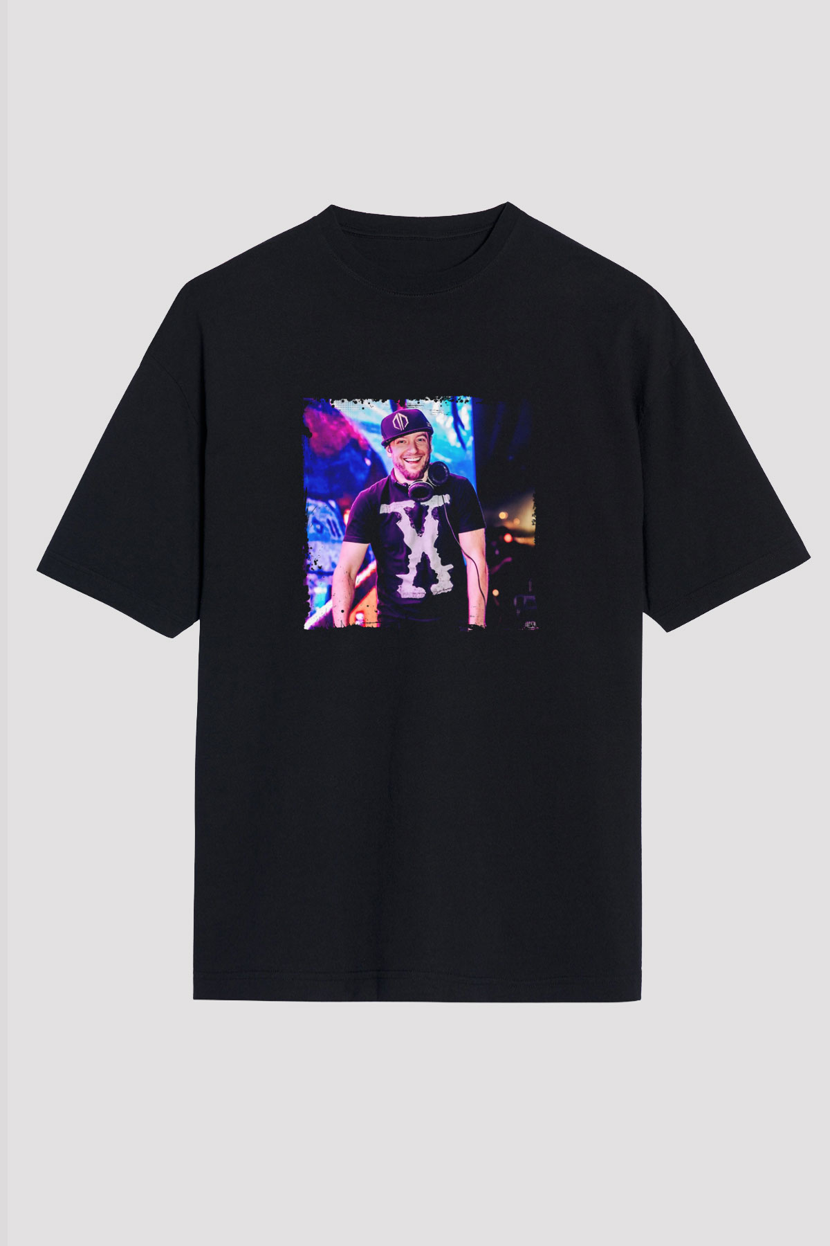 Excision Baskılı Unisex Oversize Siyah Tişört