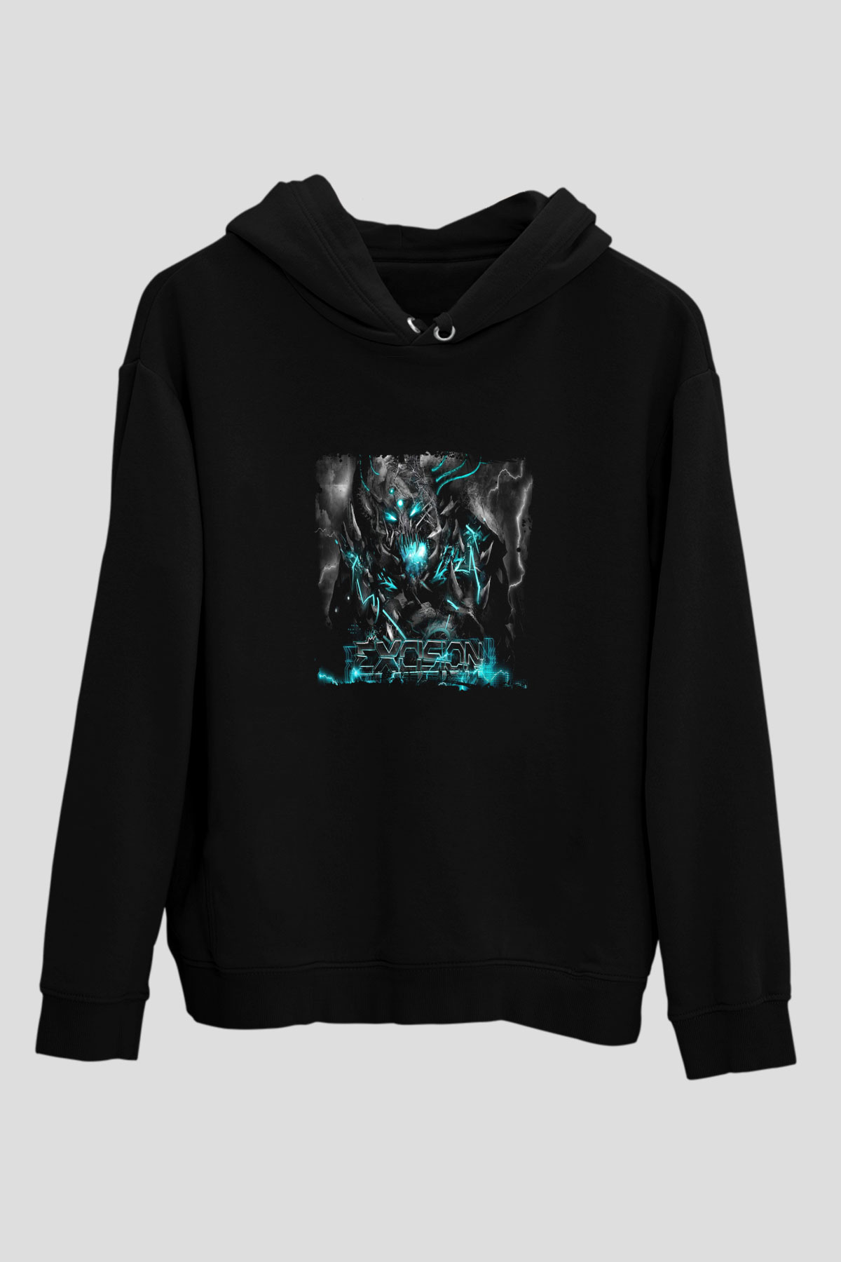 Excision Baskılı Unisex Siyah Hoodie