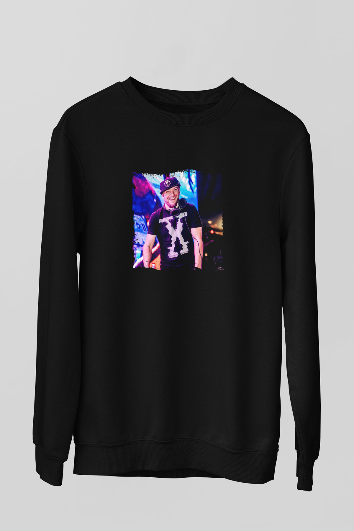 Excision Baskılı Unisex Siyah Sweatshirt