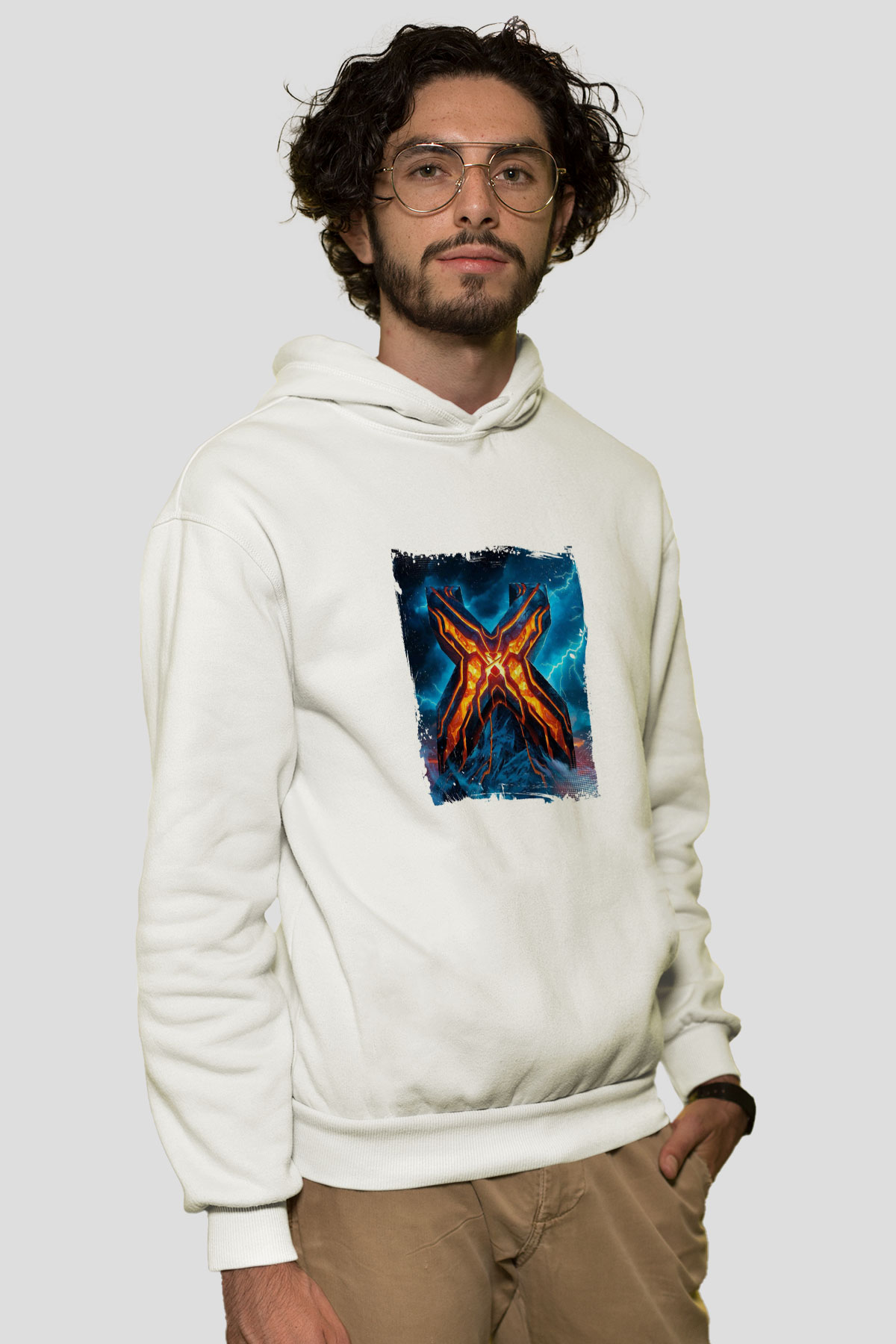 ExcisionBaskılı Beyaz Hoodie