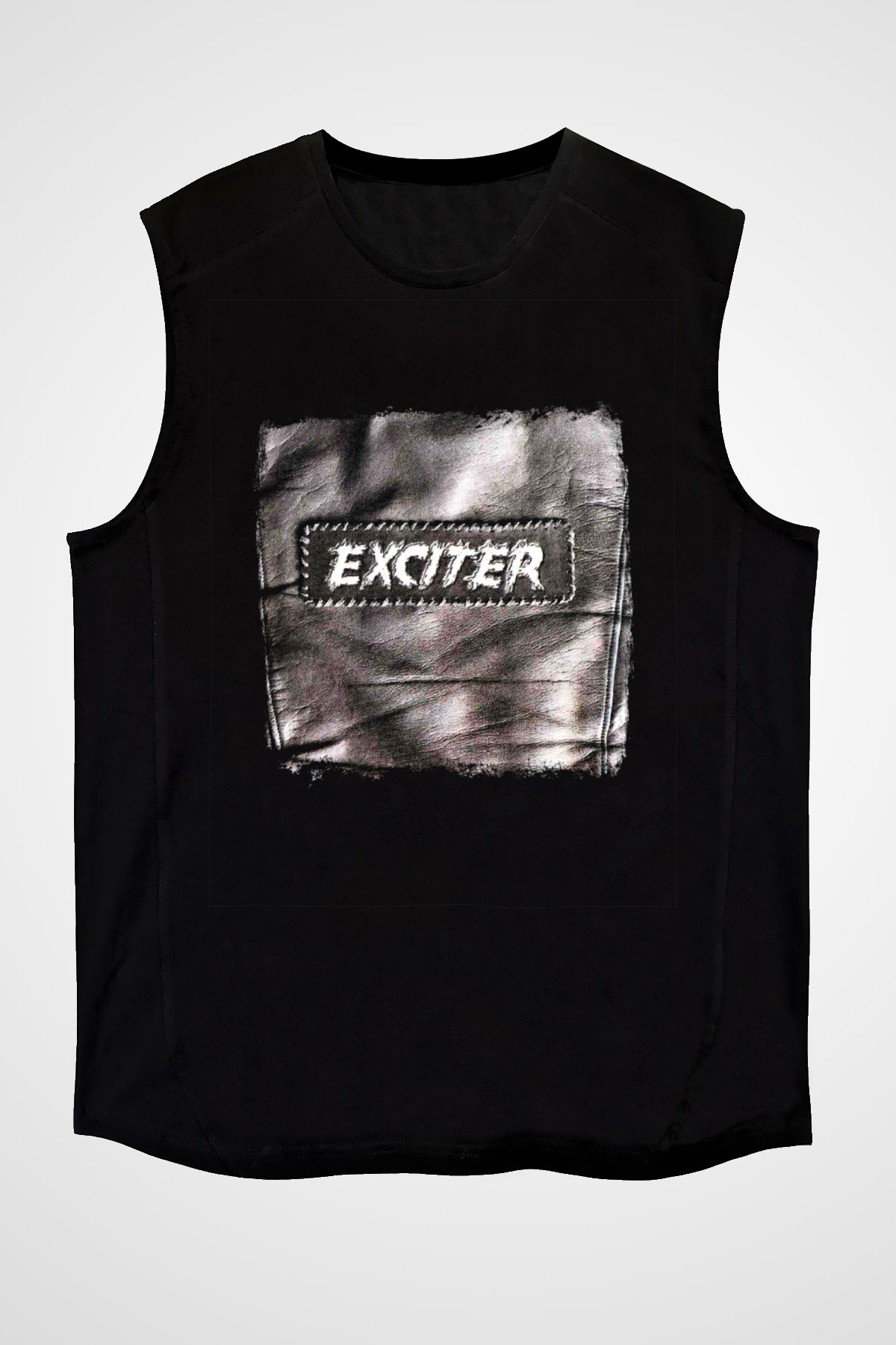 Exciter Baskılı Unisex Siyah Kolsuz Tişört