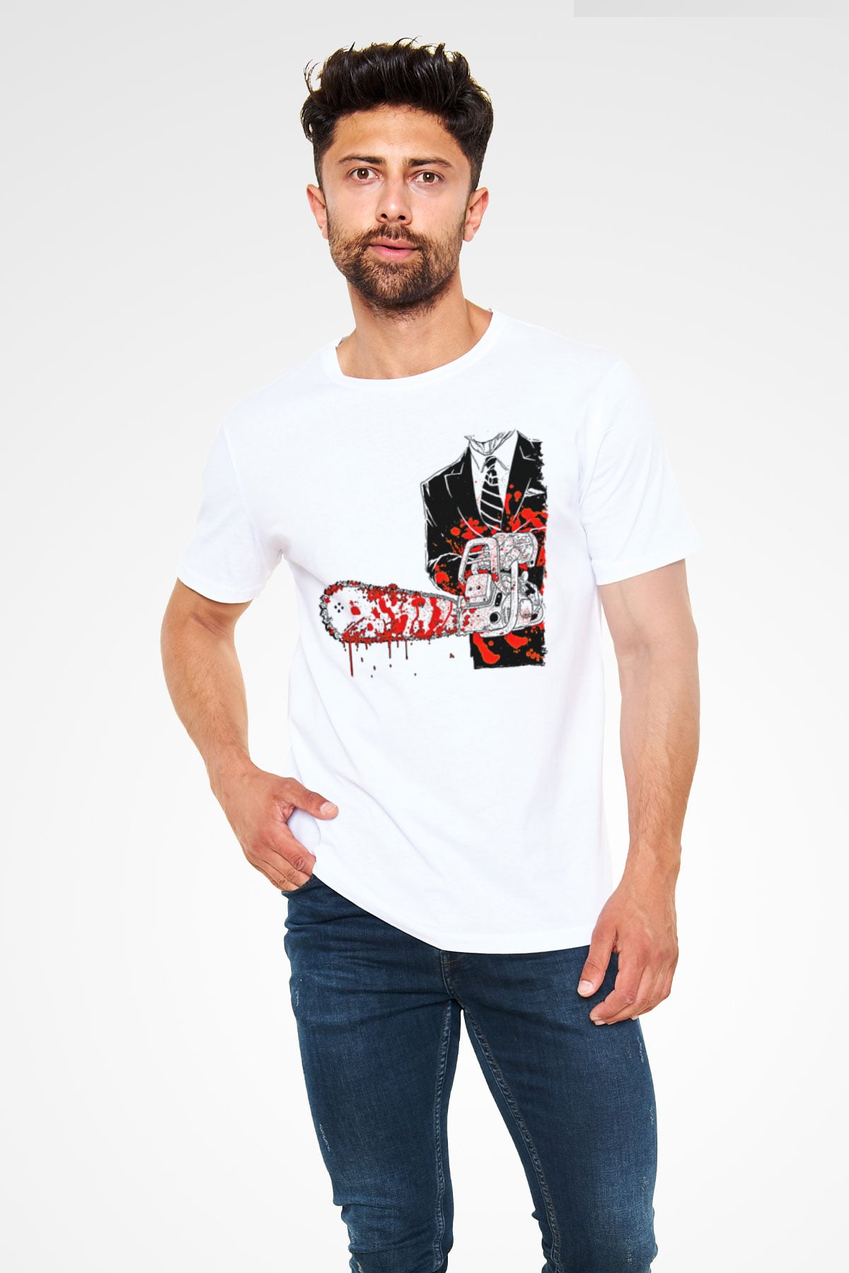 Exhumed Baskılı Unisex Beyaz Tişört - Tshirt
